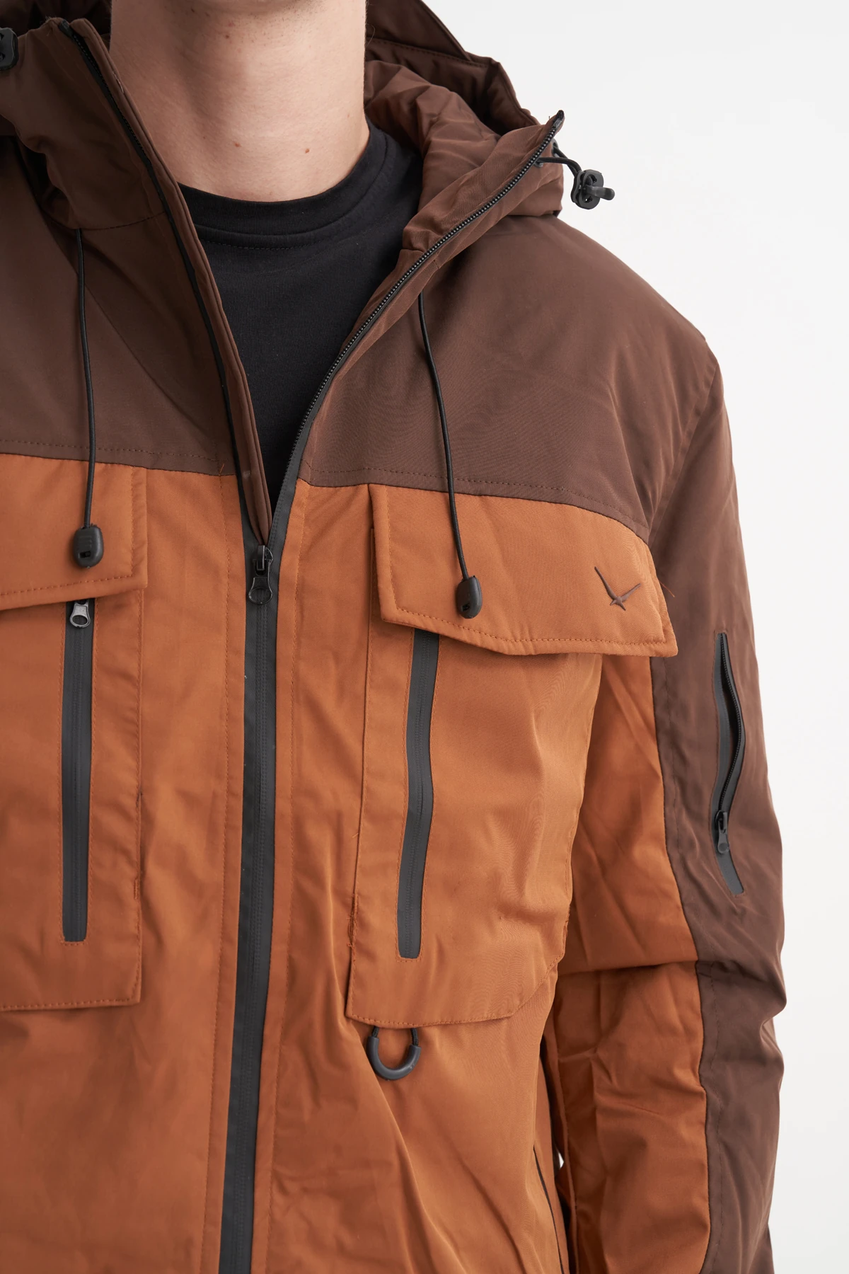 Micro Kumaş Kahverengi Kaban CAZ 13270