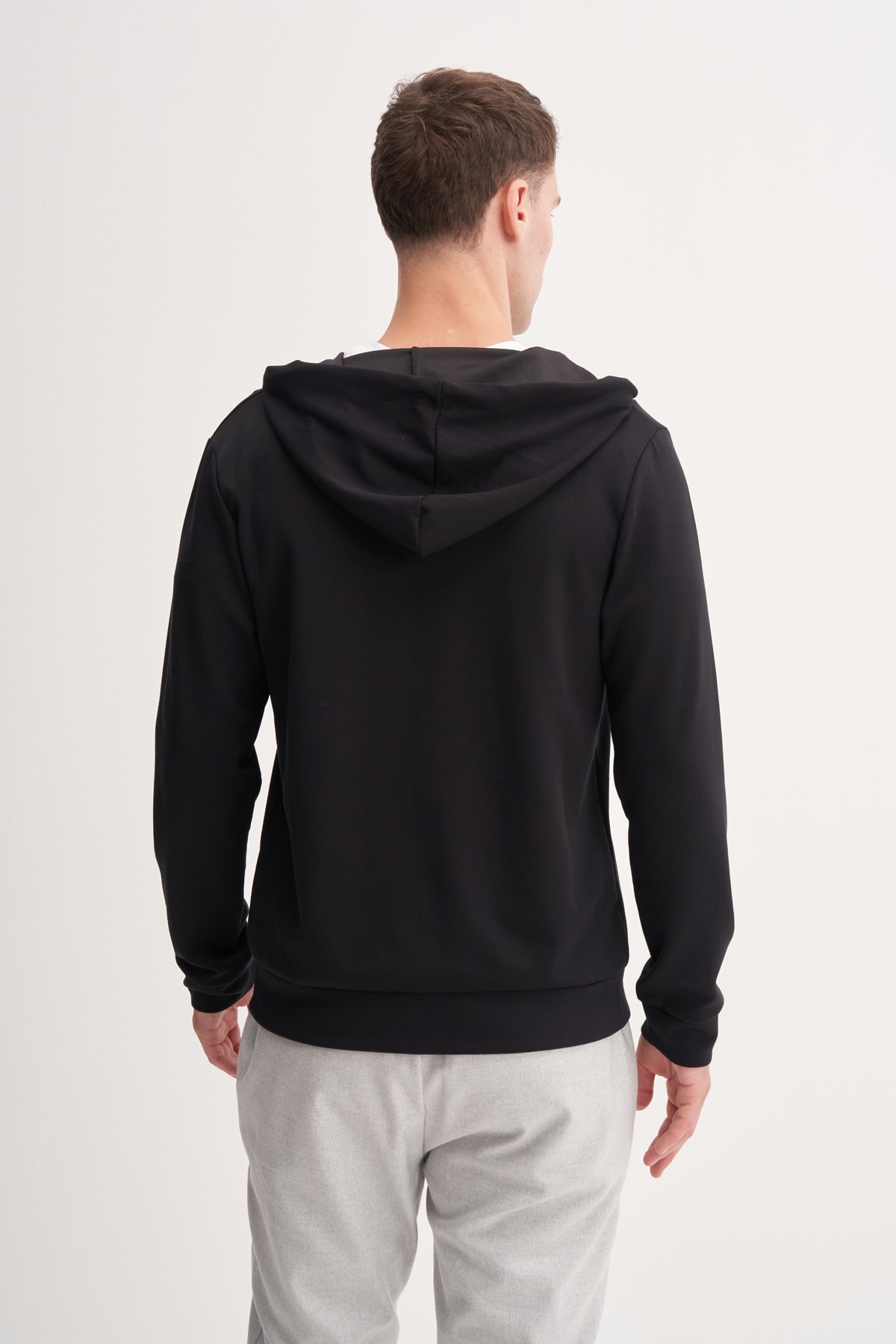 Fermuarlı Kapüşonlu Siyah Erkek Sweatshirt CAZ 54265