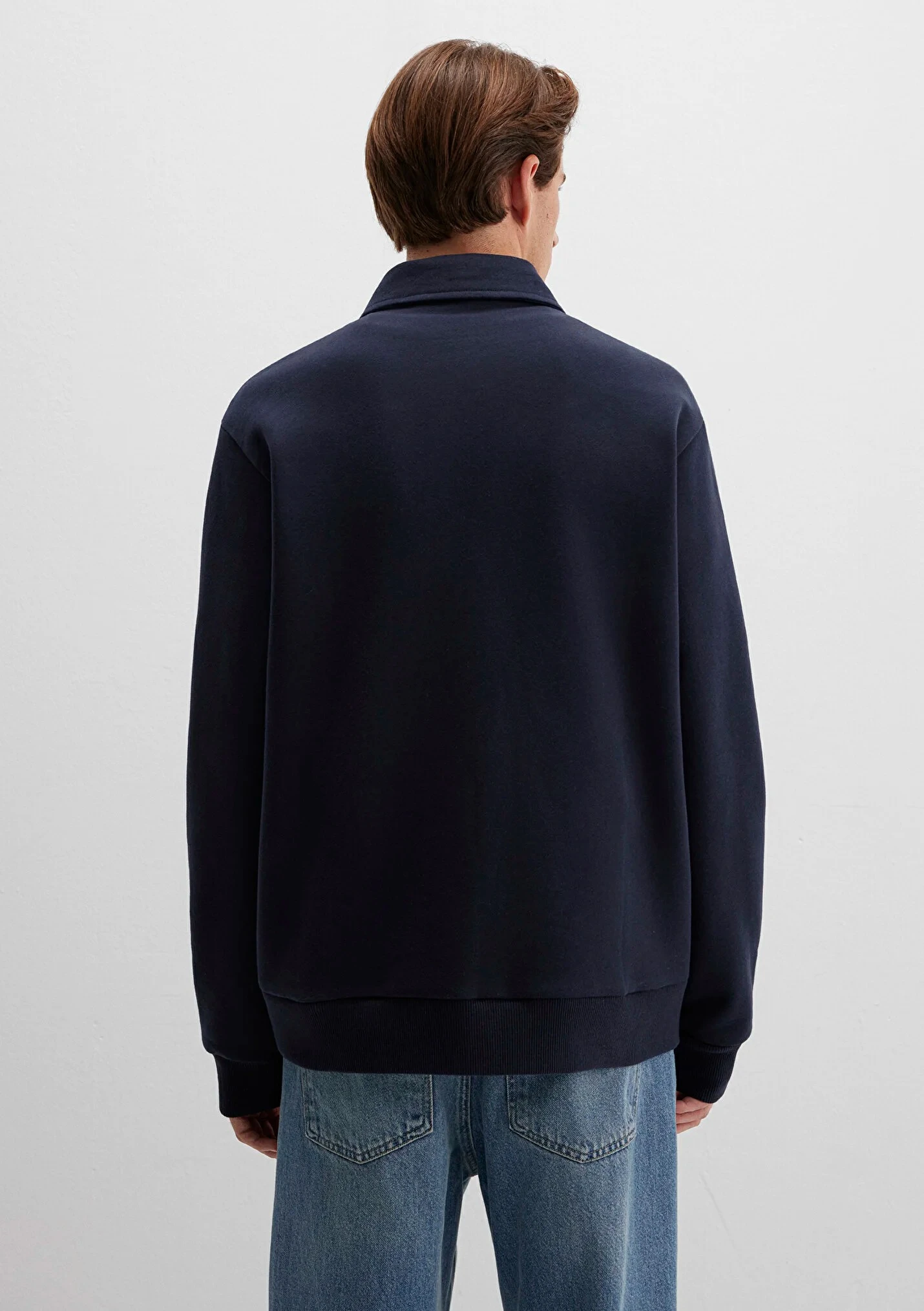 Erkek Lacivert Fermuarlı Sweatshirt