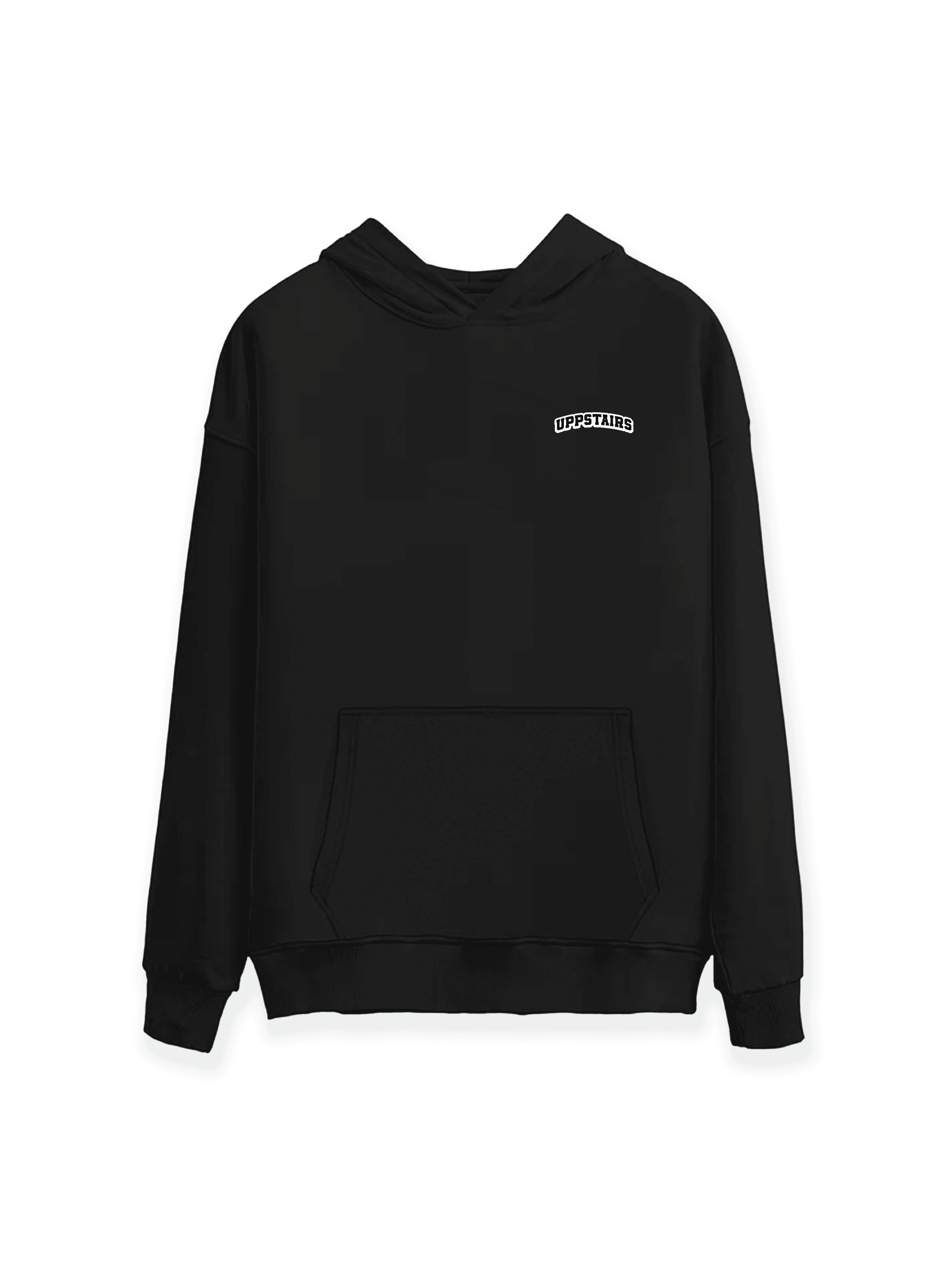 UppStairs Mini Logo Baskılı Oversize Hoodie - Siyah