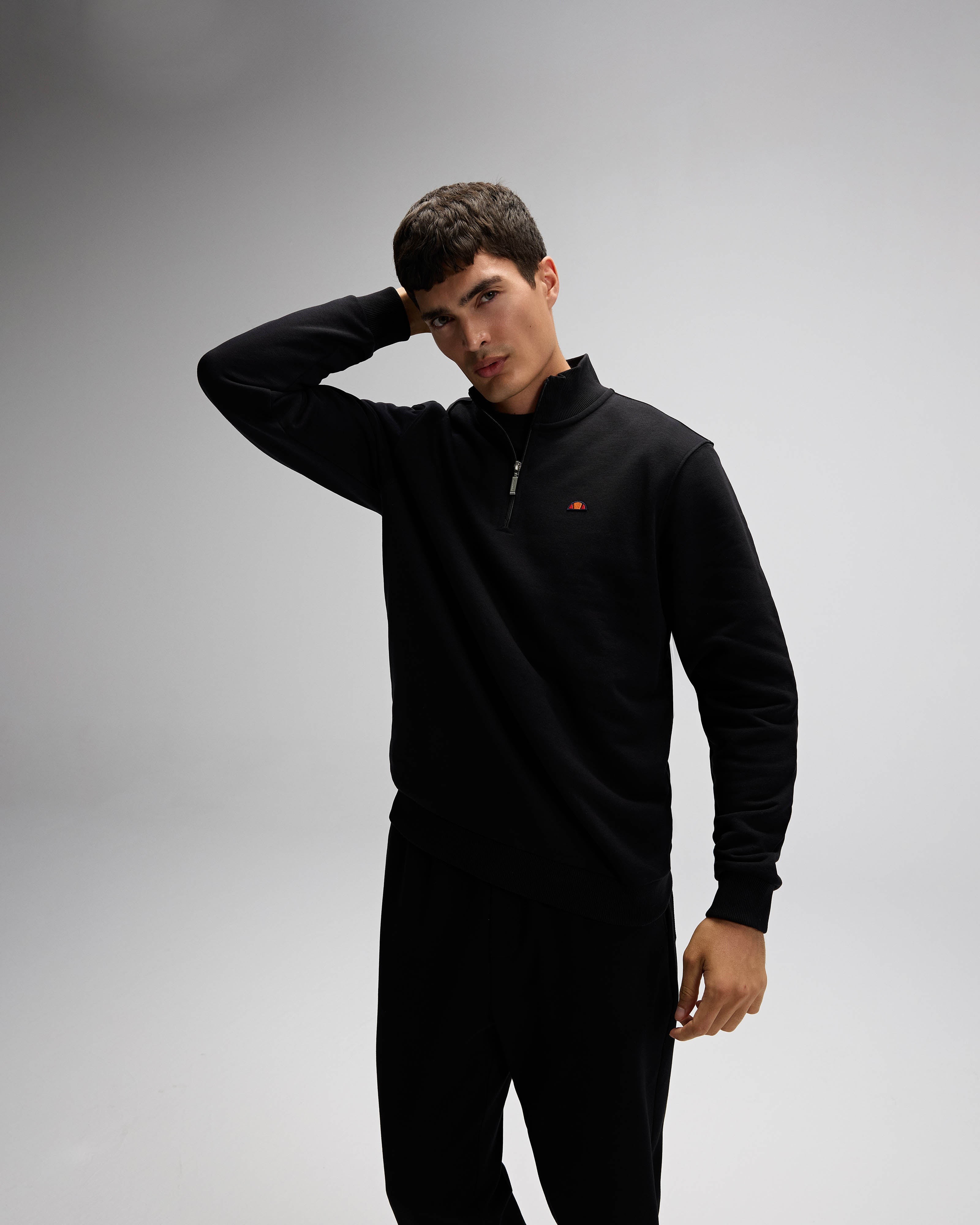 Siyah Erkek Yarım Fermuarlı Sweatshirt EM580-BK