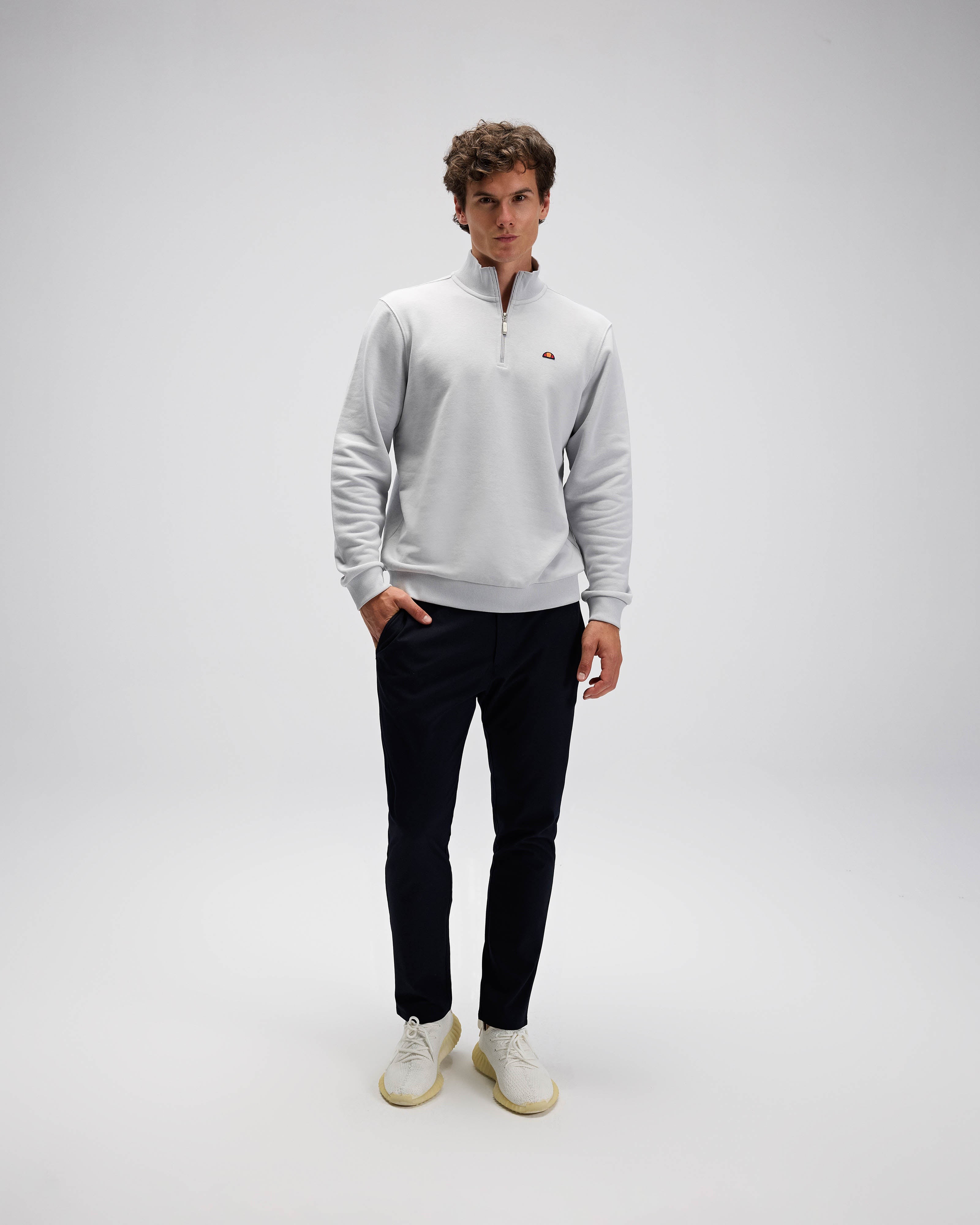Gri Erkek Yarım Fermuarlı Sweatshirt EM580-GI