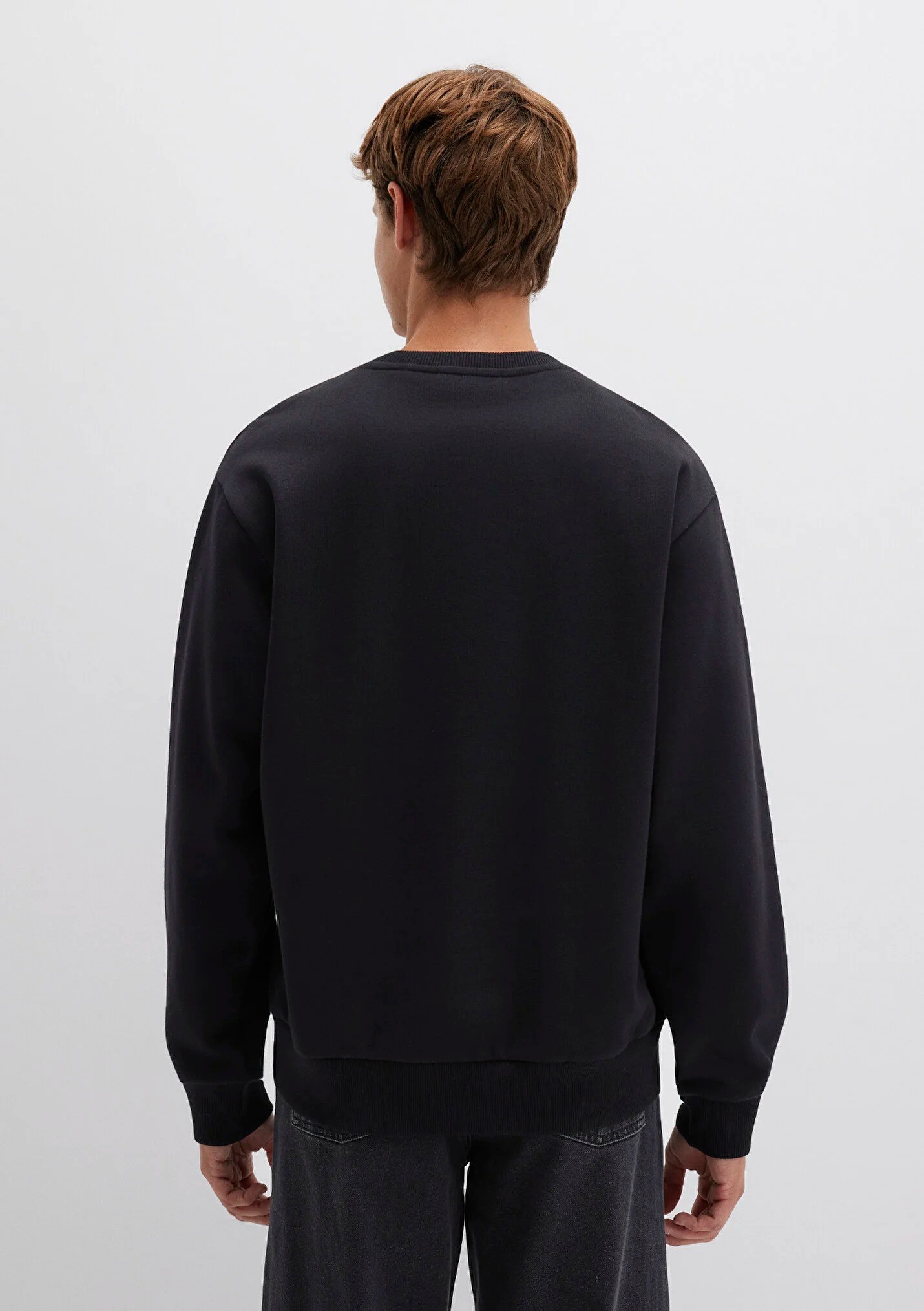 Erkek Mavi Logo Baskılı Siyah Sweatshirt 0611716-900