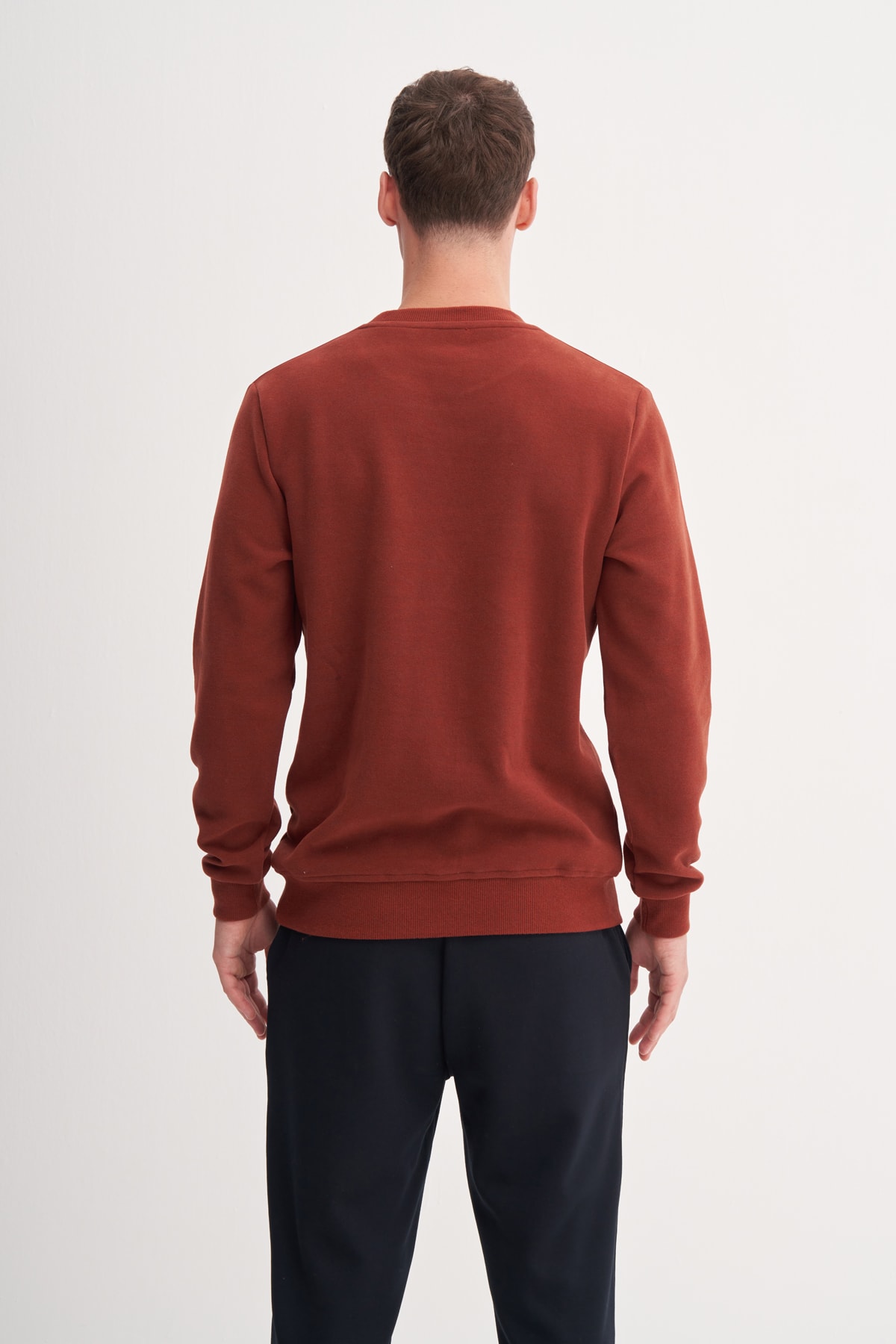 Selanik Örgü Bisiklet Yaka Erkek Kiremit Sweatshirt CAZ 56400