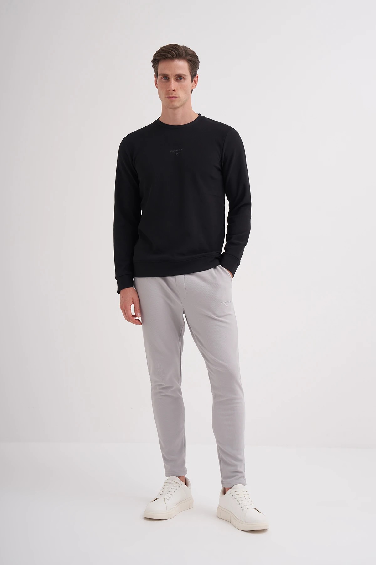 CAZ 51520 Bisiklet Yaka Siyah Erkek Sweatshirt
