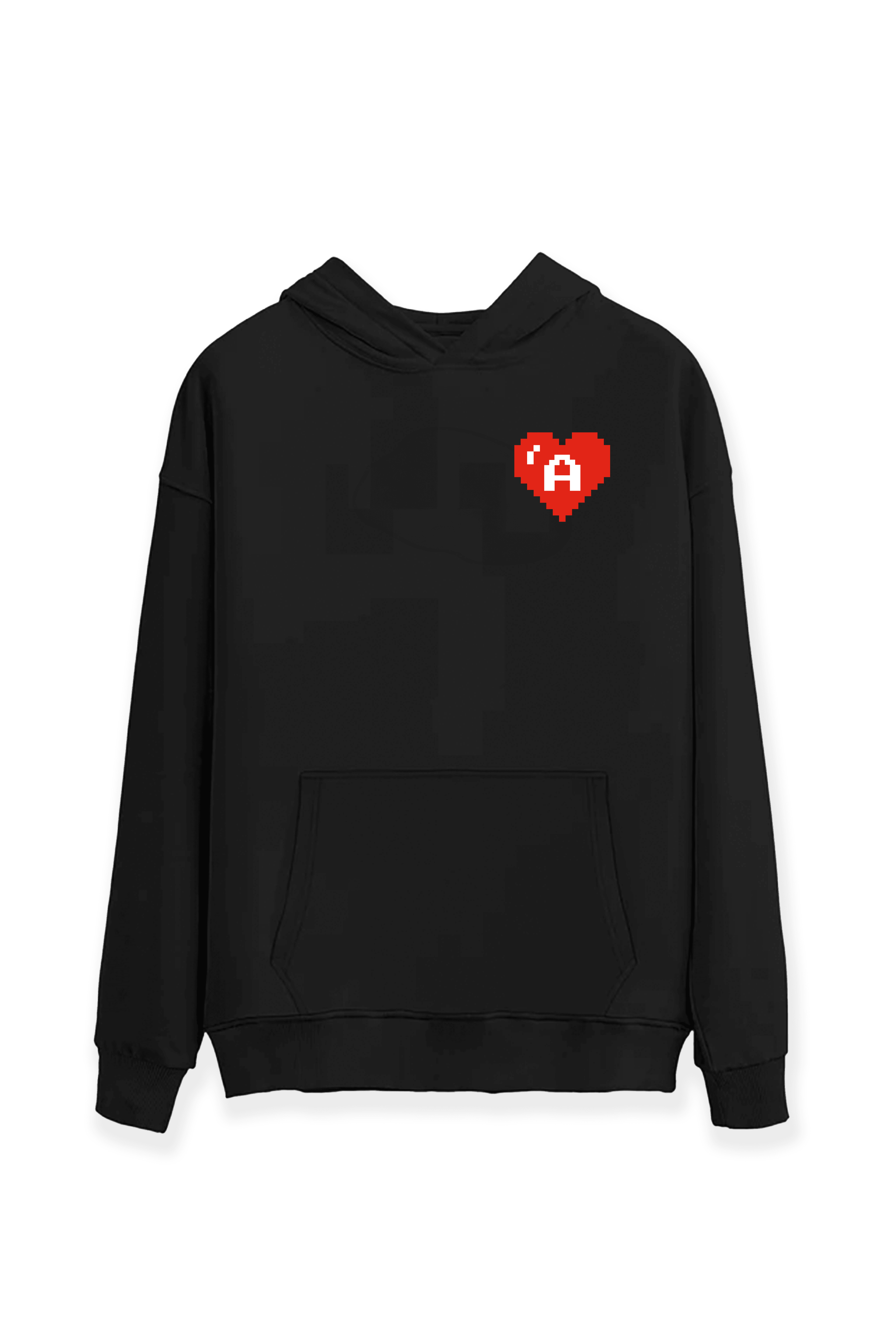 Aşkın Piksel Kalbi - Sevgiler Günü Özel Hoodie ❤️ - Siyah