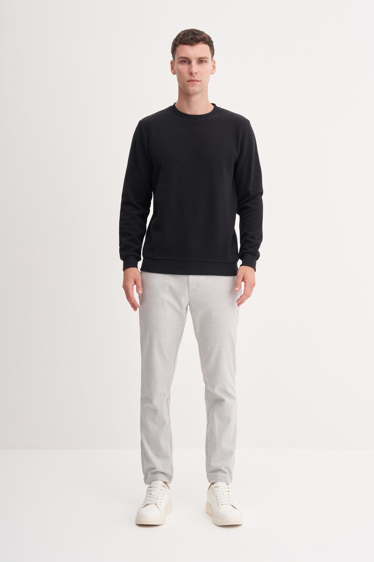 Selanik Örgü Bisiklet Yaka Erkek Siyah Sweatshirt CAZ 56400