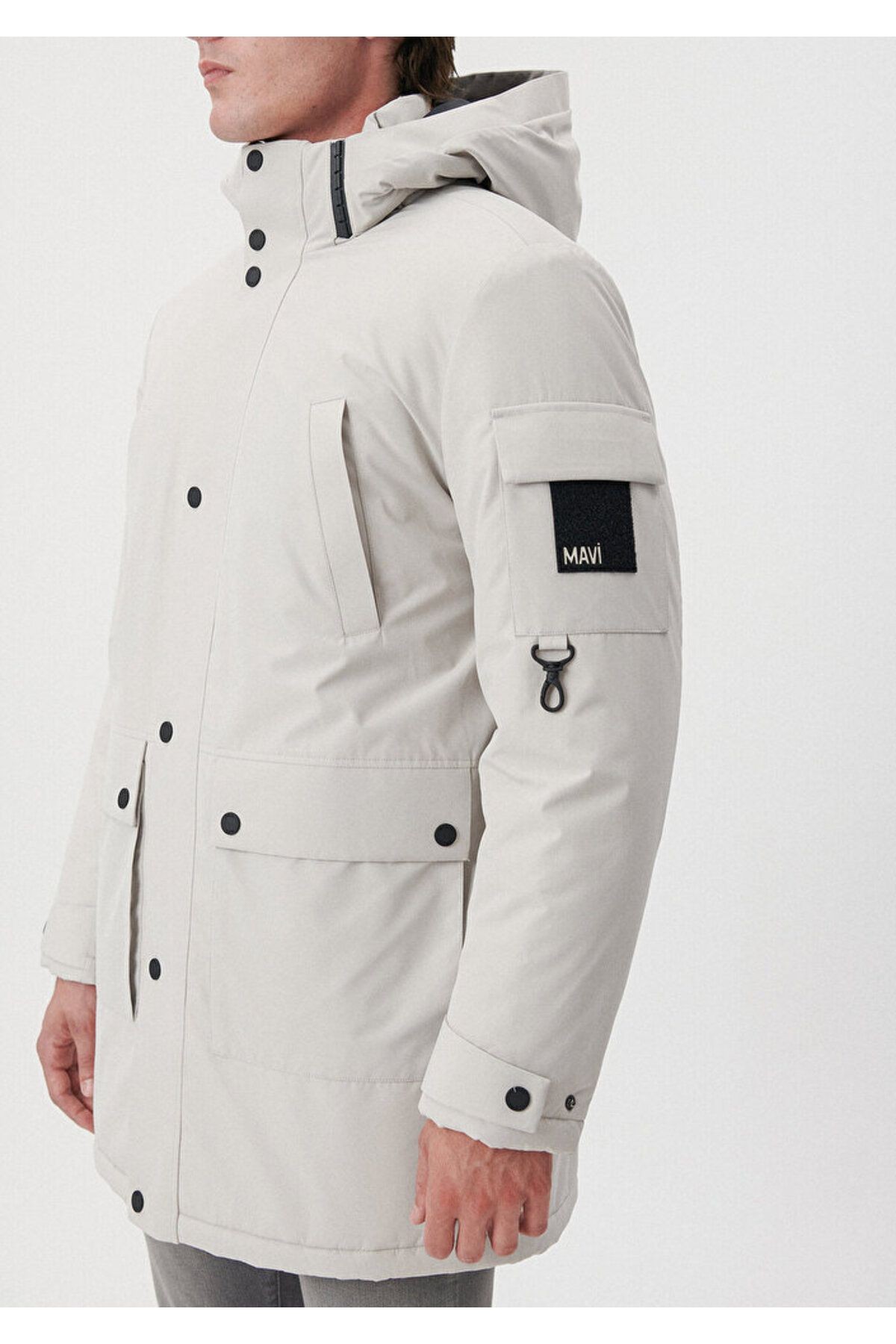 Mavi Kapüşonlu Bej Parka Regular Fit 0110124-70144