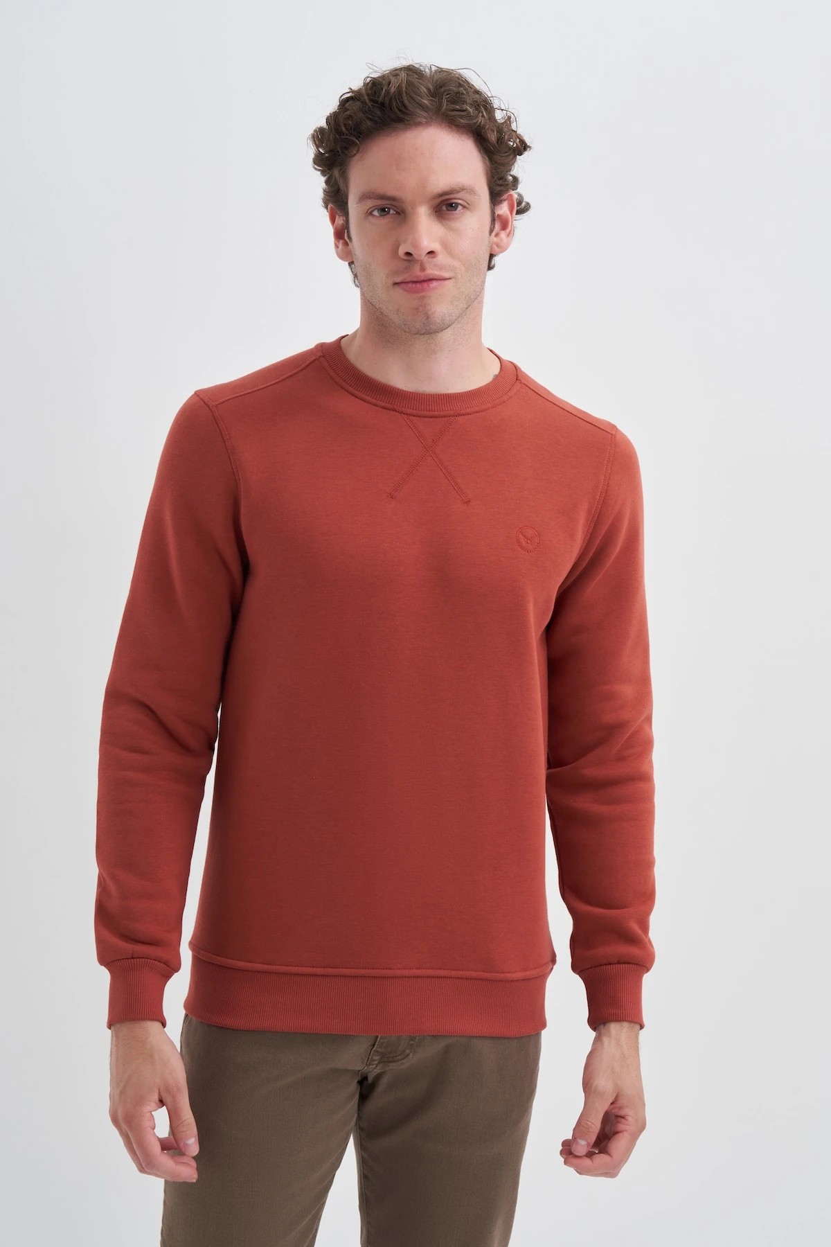 CAZ 56150 Kiremit Bisiklet Yaka Erkek Sweatshirt