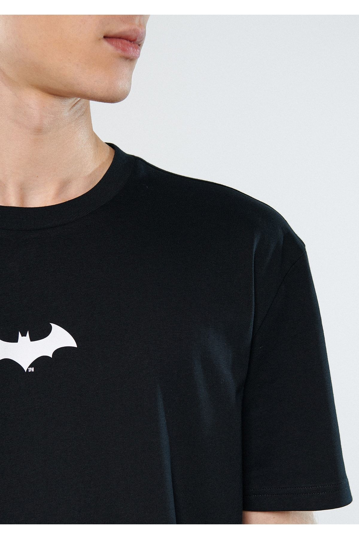 Mavi BATMAN Reflektör Baskılı Erkek Siyah Tişört