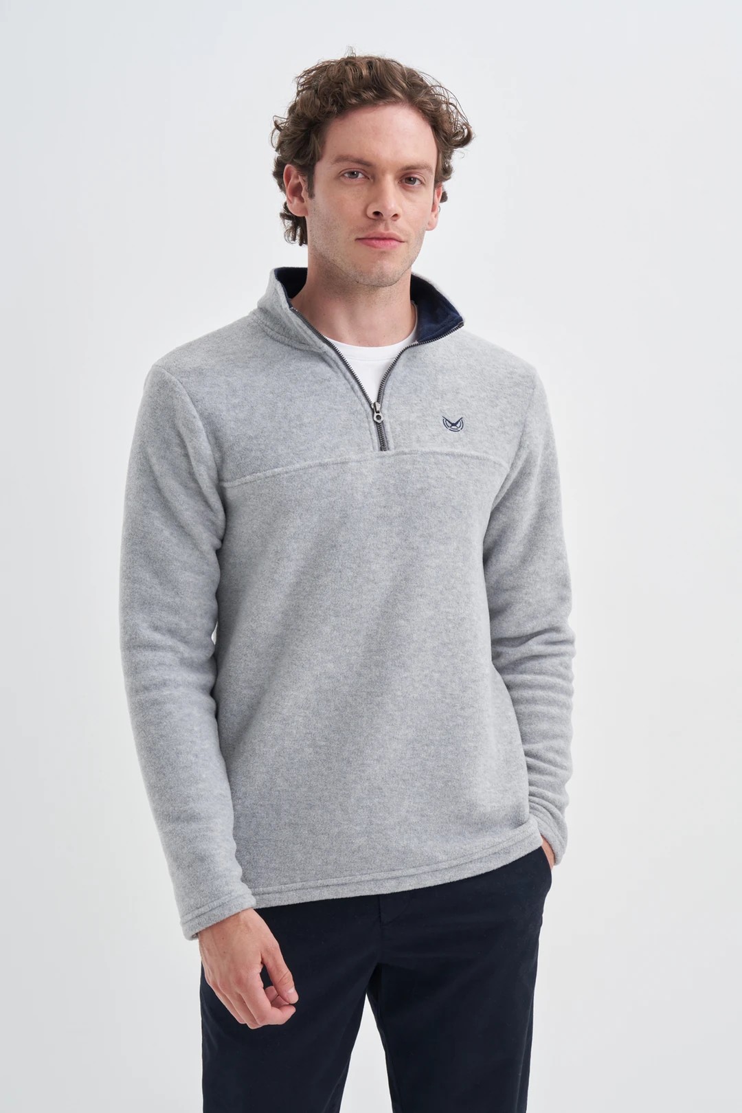 Cazador CAZ 5632 Erkek Polar Yarım Fermuar Sweatshirt - GRI MELANGE