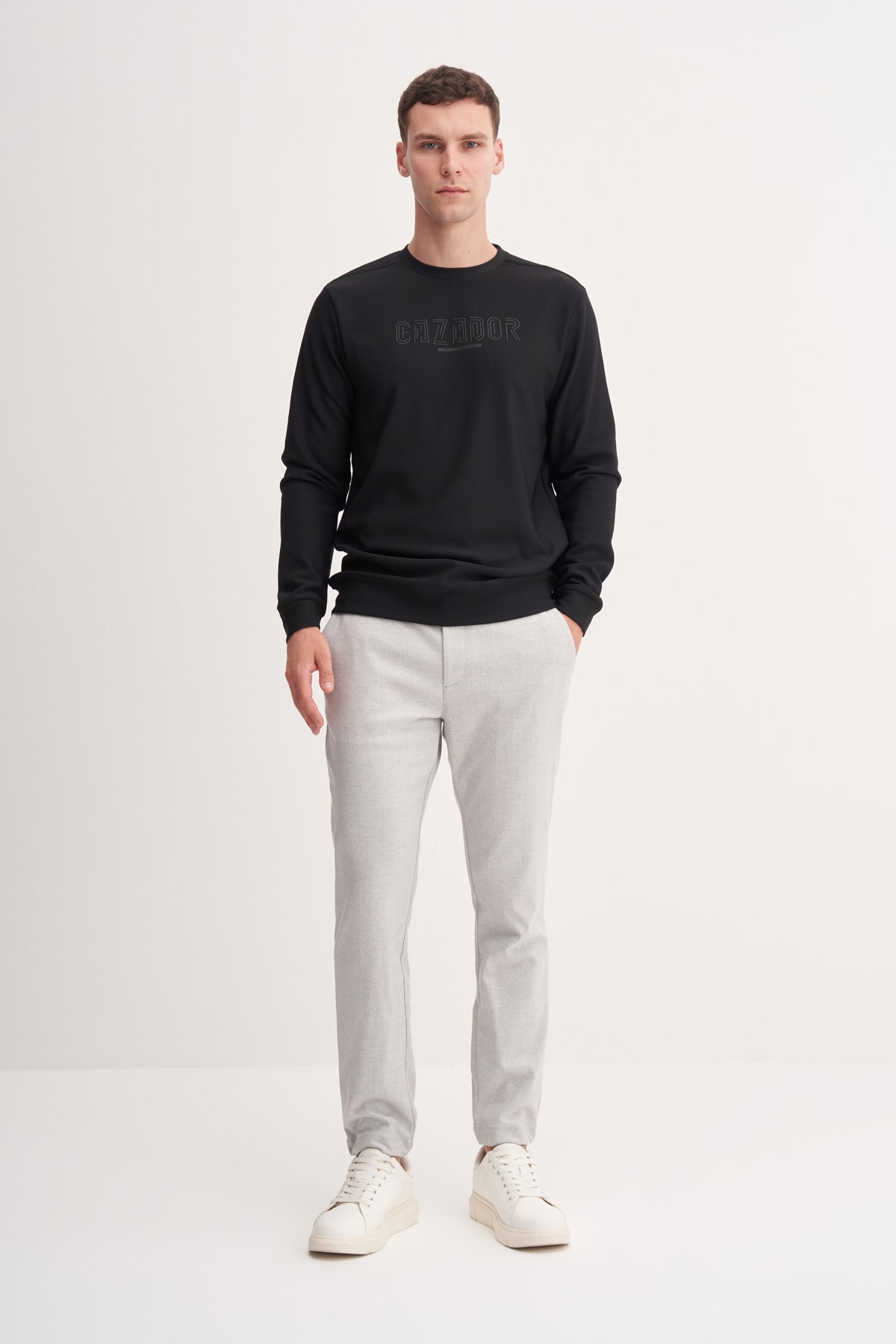 Cazador Baskılı Süprem Kumaş Erkek Siyah Sweatshirt CAZ 53300