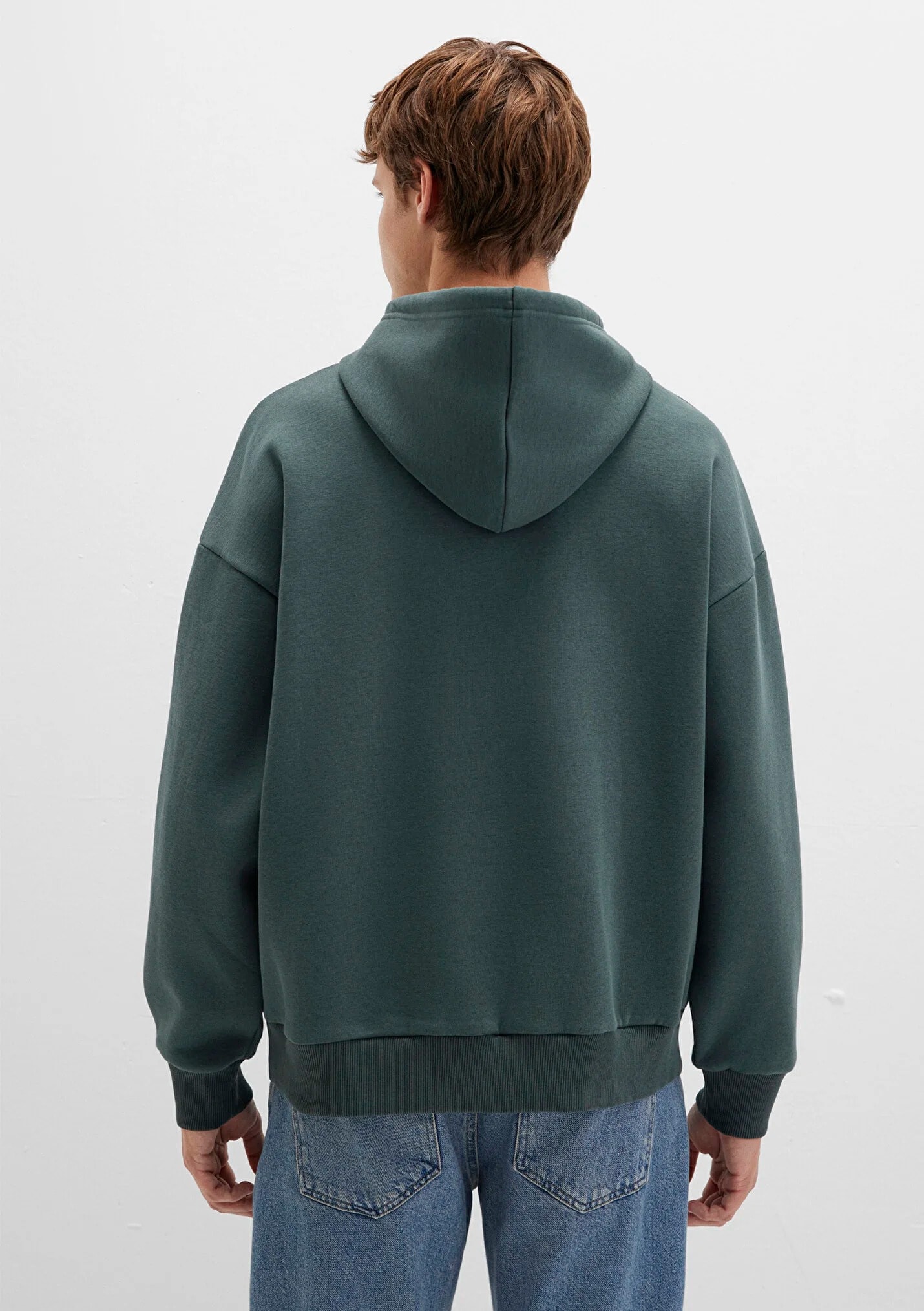 Logo Baskılı Kapüşonlu Yeşil Erkek Sweatshirt
