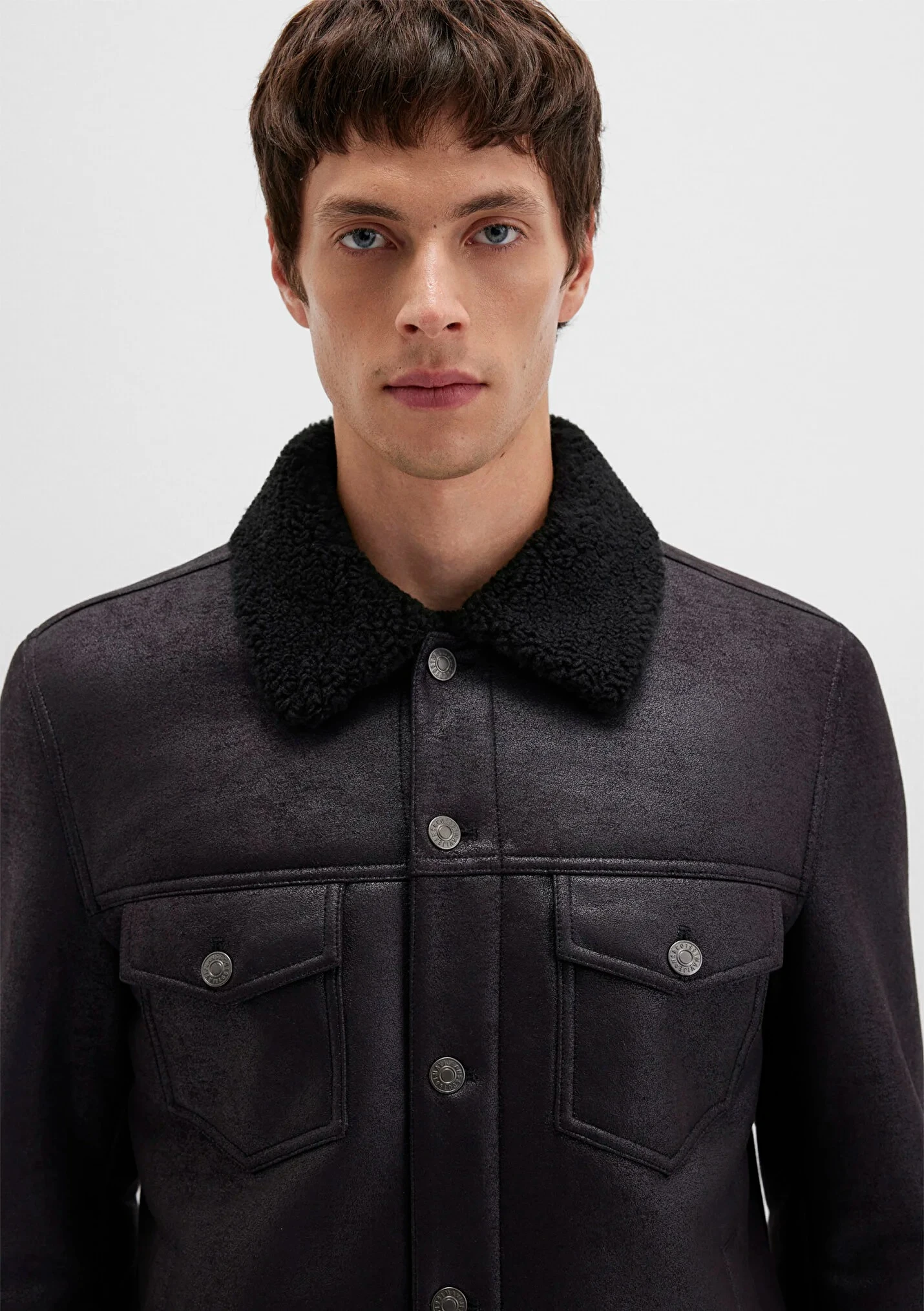 Erkek Siyah Suni Deri Ceket