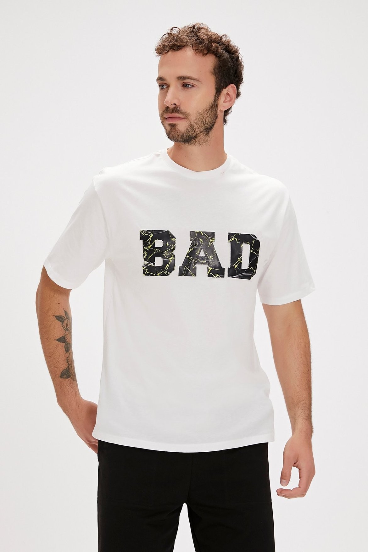 Bad Bear Levin Baskılı Oversize Erkek Tişört