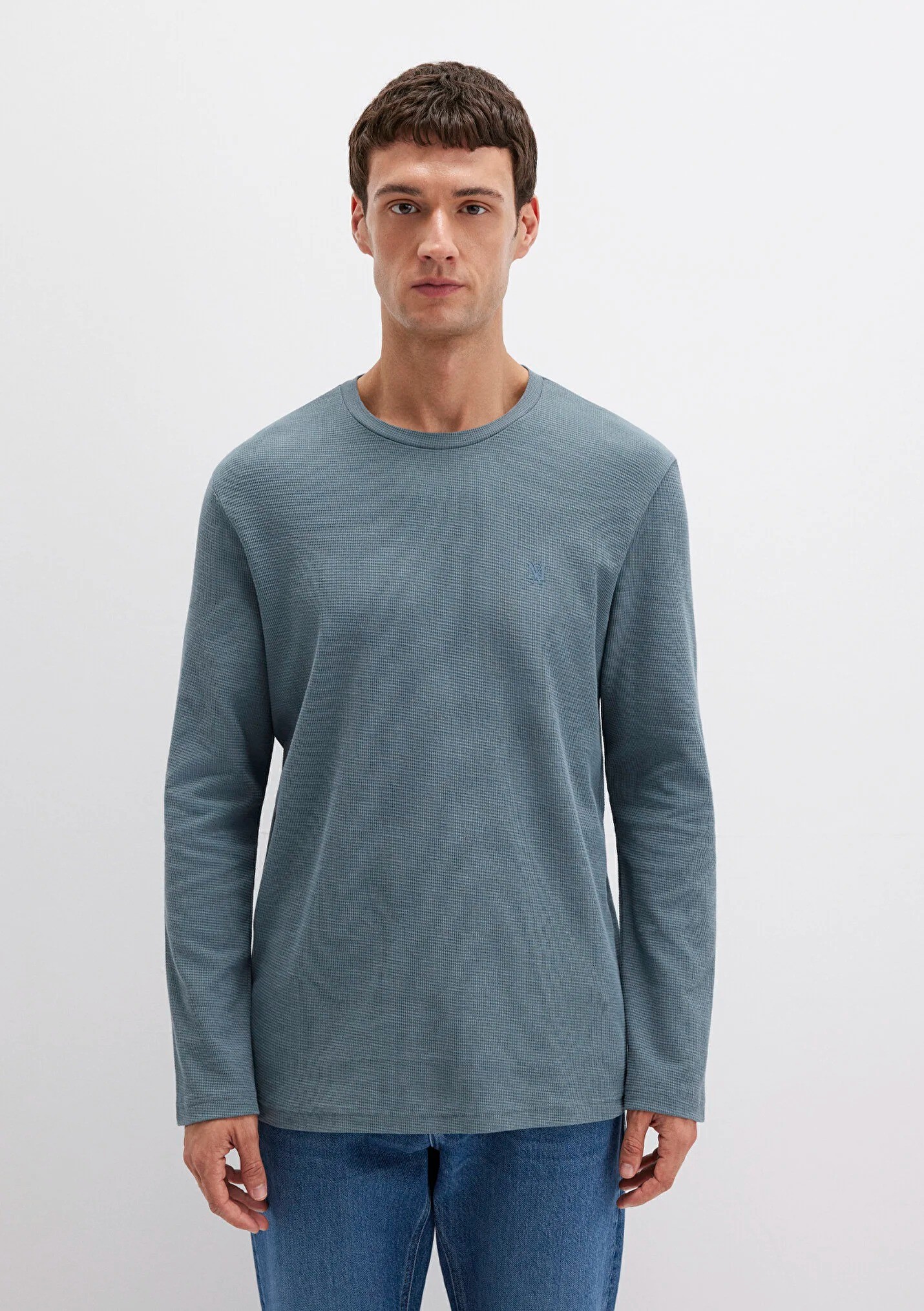 Uzun Kol Erkek Gri Basic Sweatshirt 065755-80889