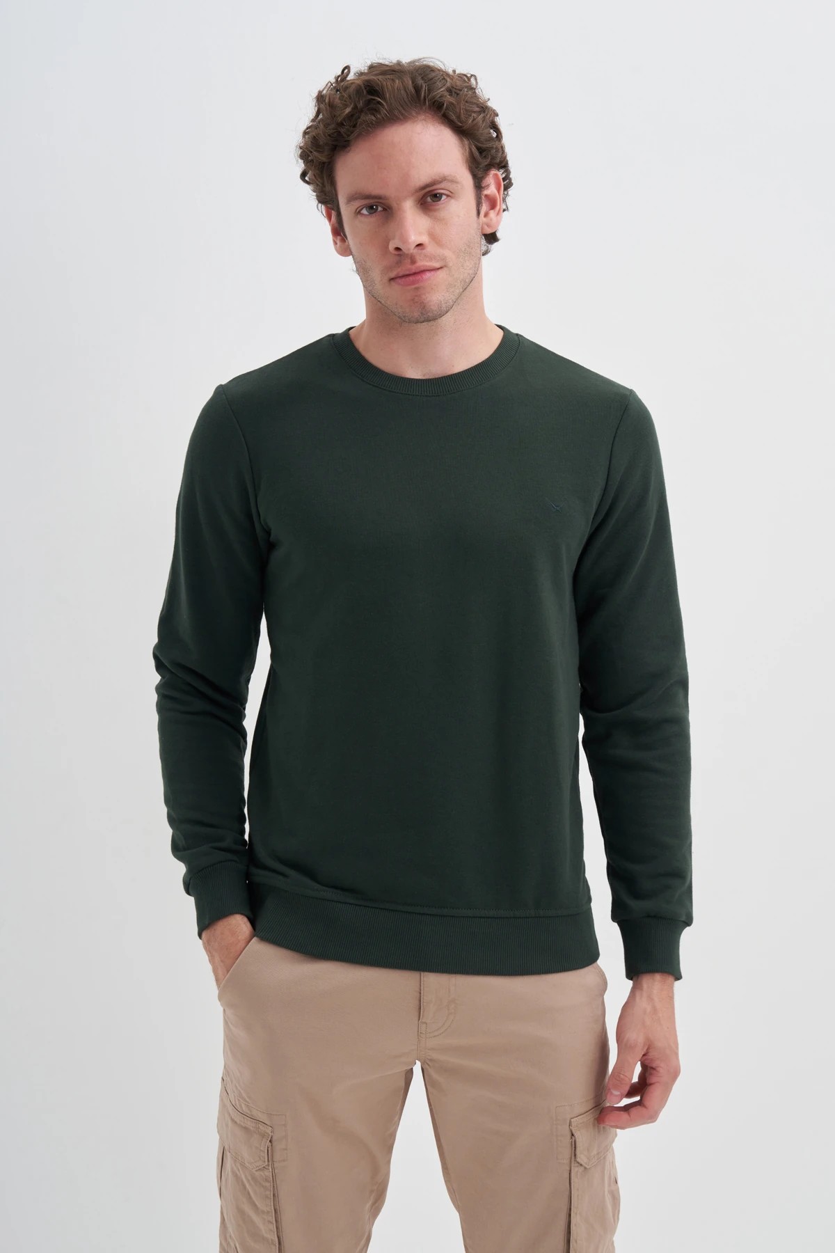  CAZ 56100 Yeşil Bisiklet Yaka Erkek Sweatshirt