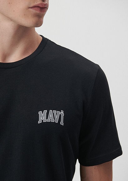 Mavi Logo Baskılı Siyah Erkek Tişört 0611714-900