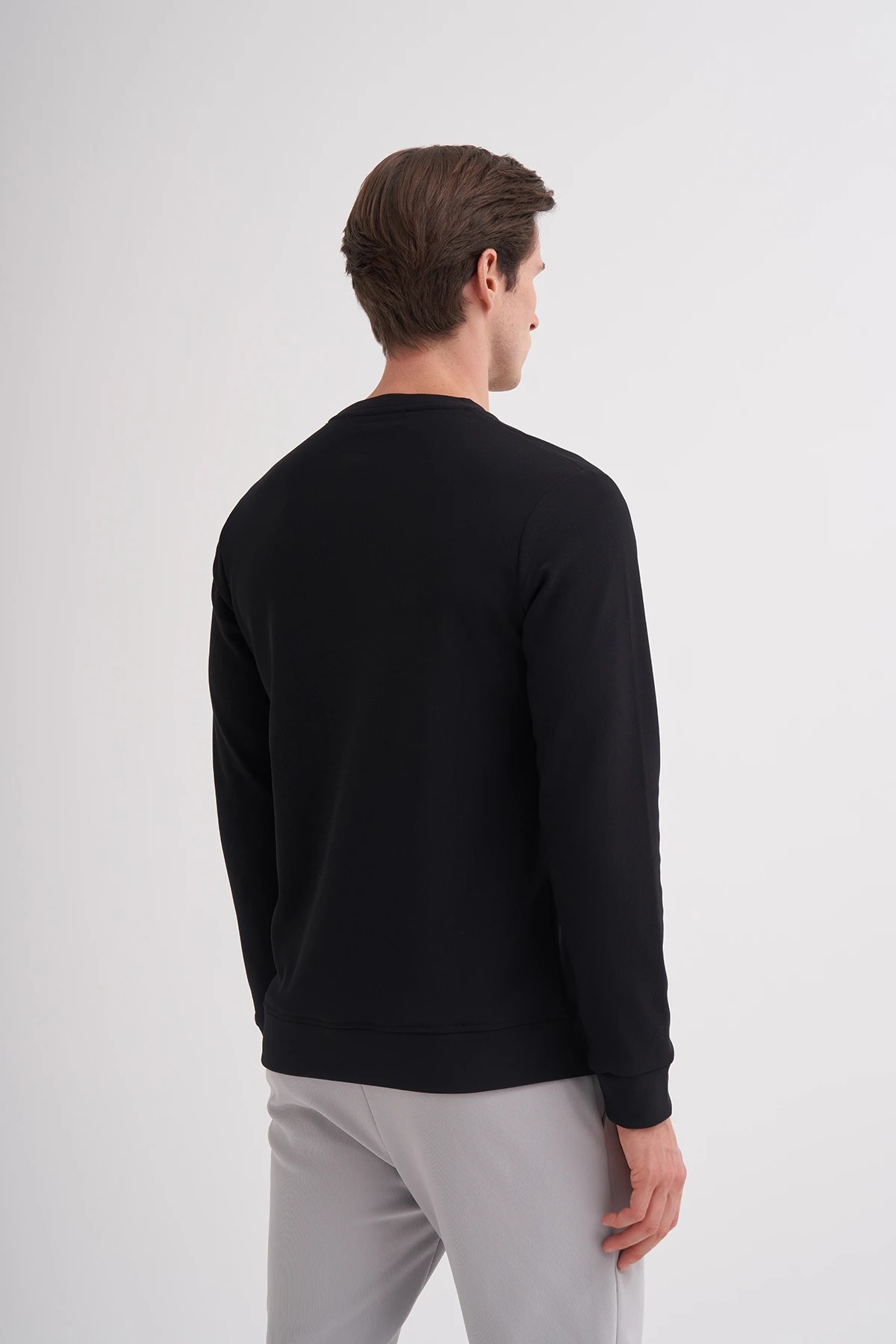 CAZ 51520 Bisiklet Yaka Siyah Erkek Sweatshirt