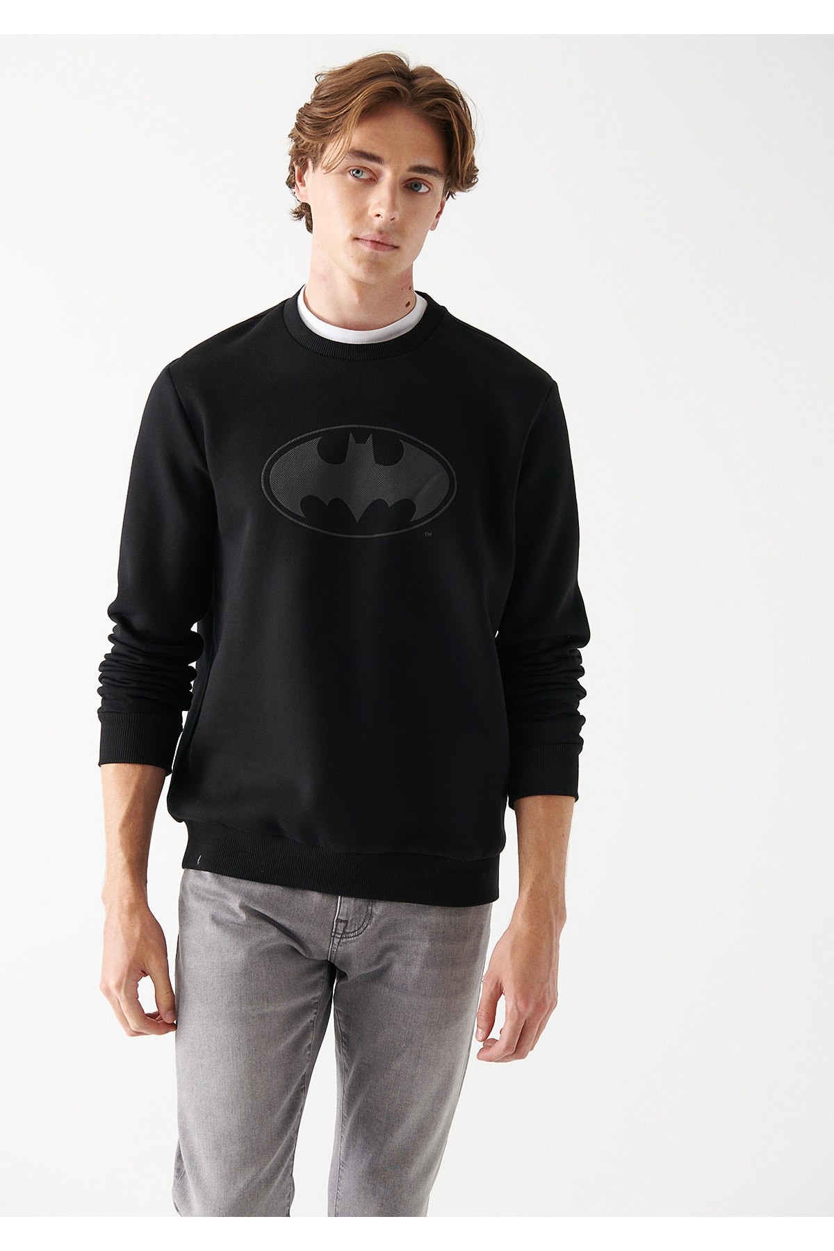 Mavi Batman Baskılı Sweatshırt Siyah