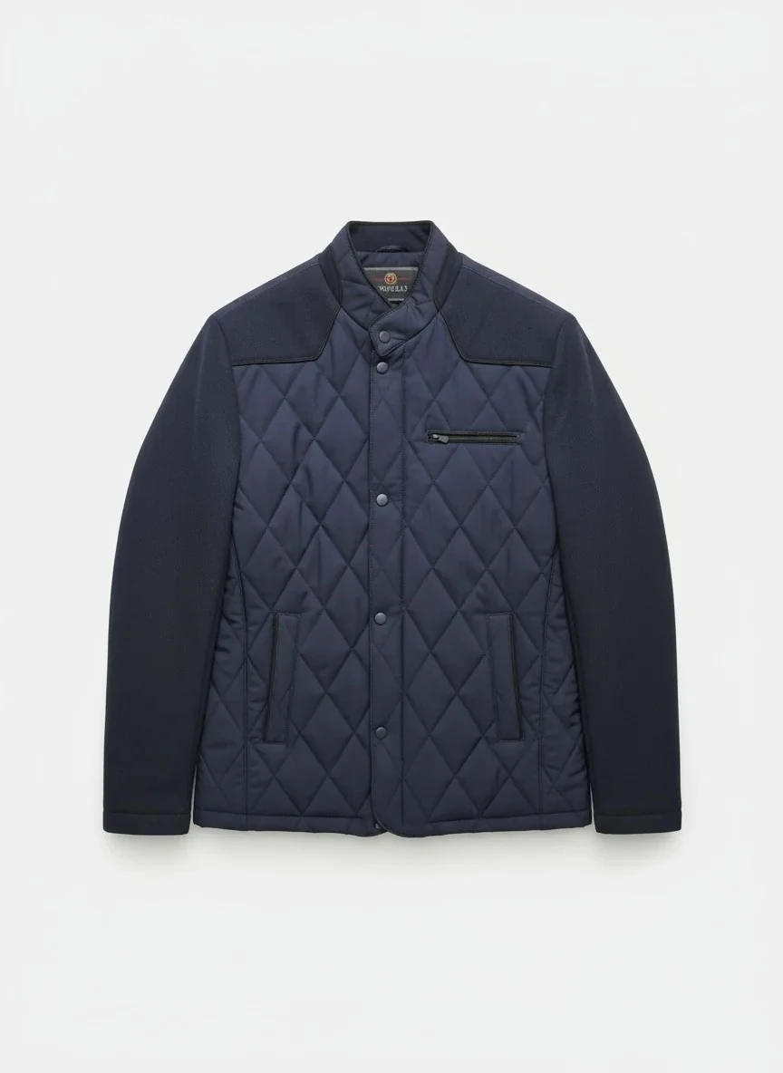 Erkek Lacivert Kapitone Kaban 