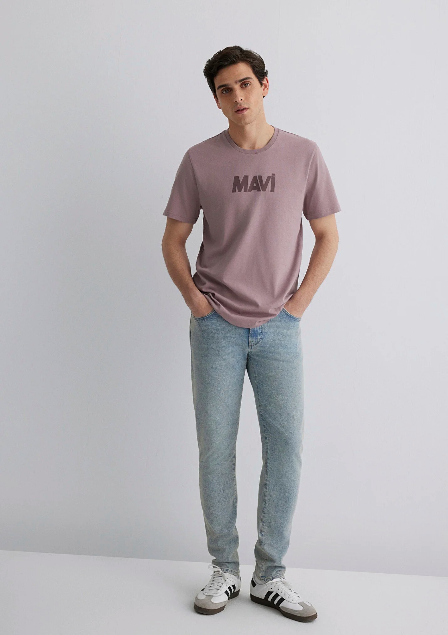 Mavi Logo Baskılı Pembe Tişört 066846-89596