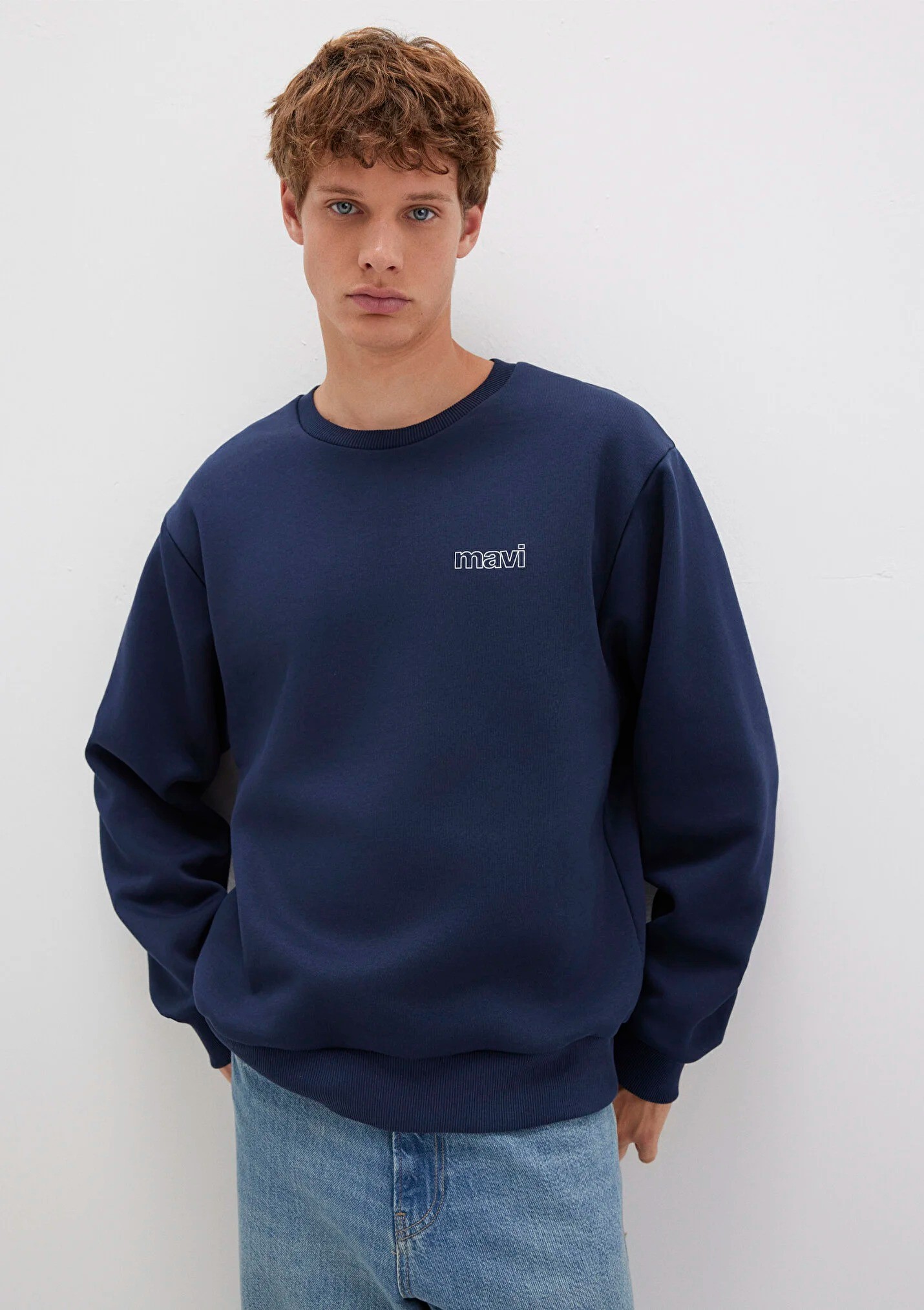 Mavi Logo Baskılı Lacivert Erkek Sweatshirt 0S10379-70488