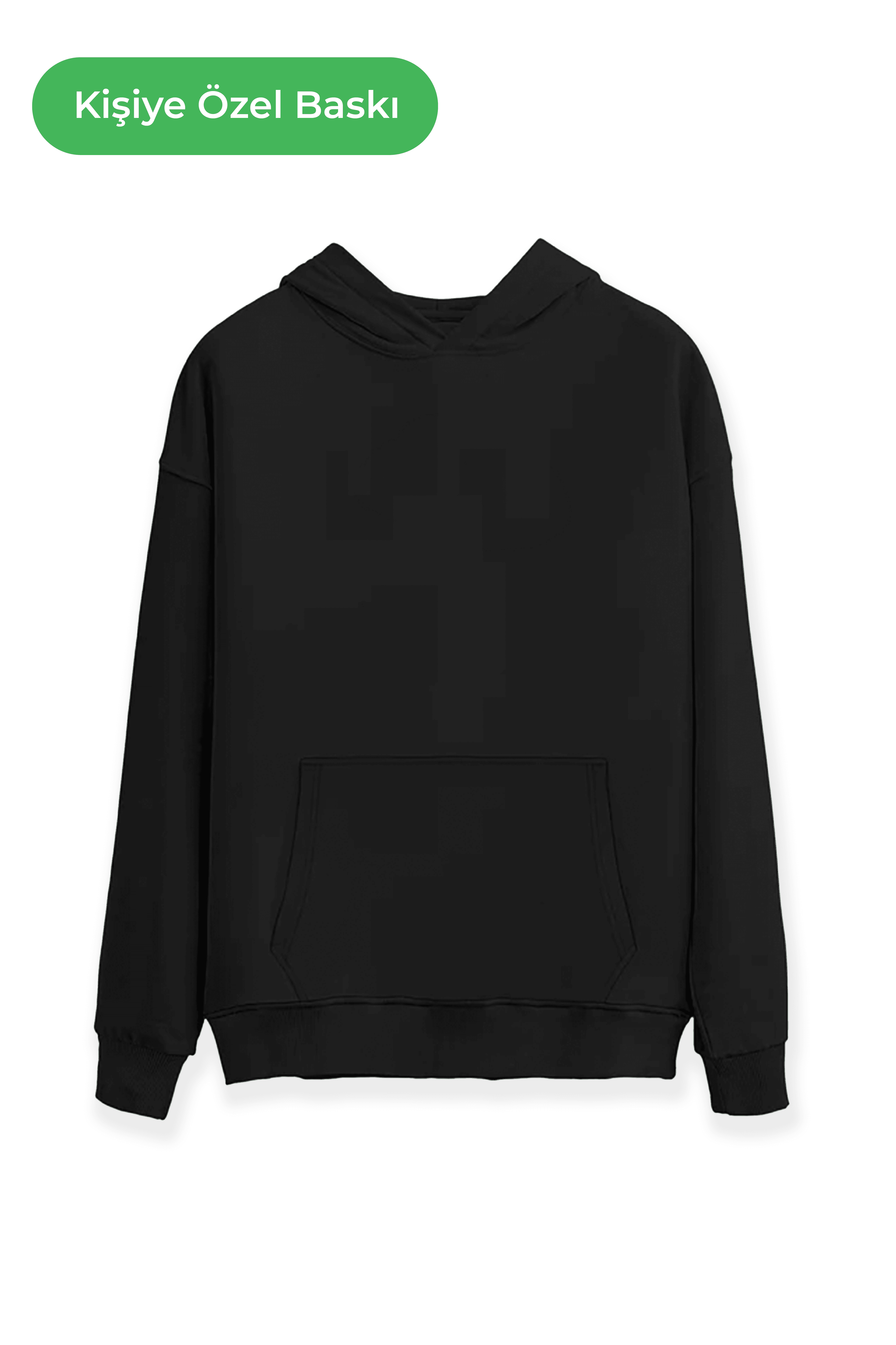 UppStairs Basic Oversize Siyah Hoodie