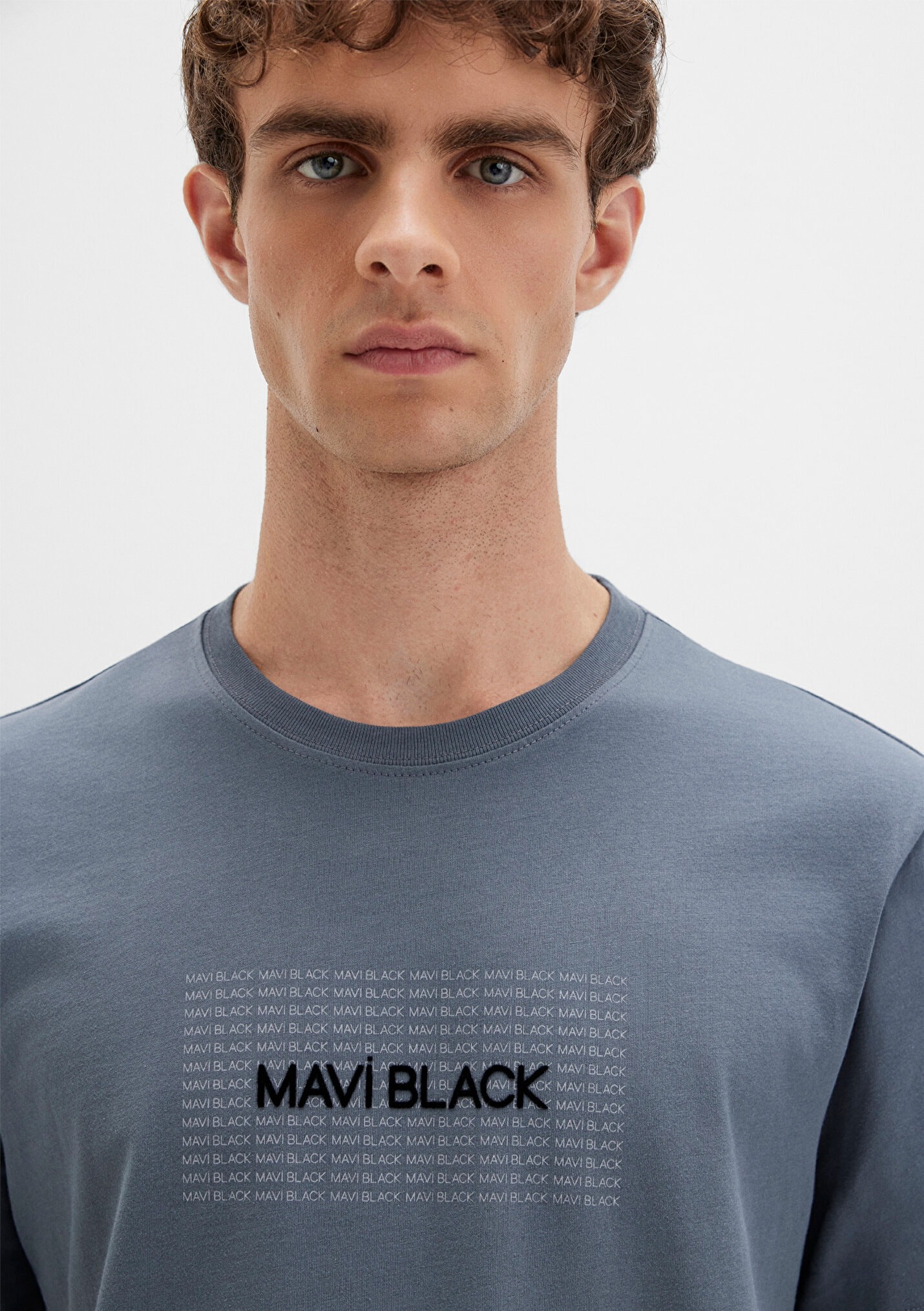Erkek Mavi Black Baskılı Lacivert Tişört