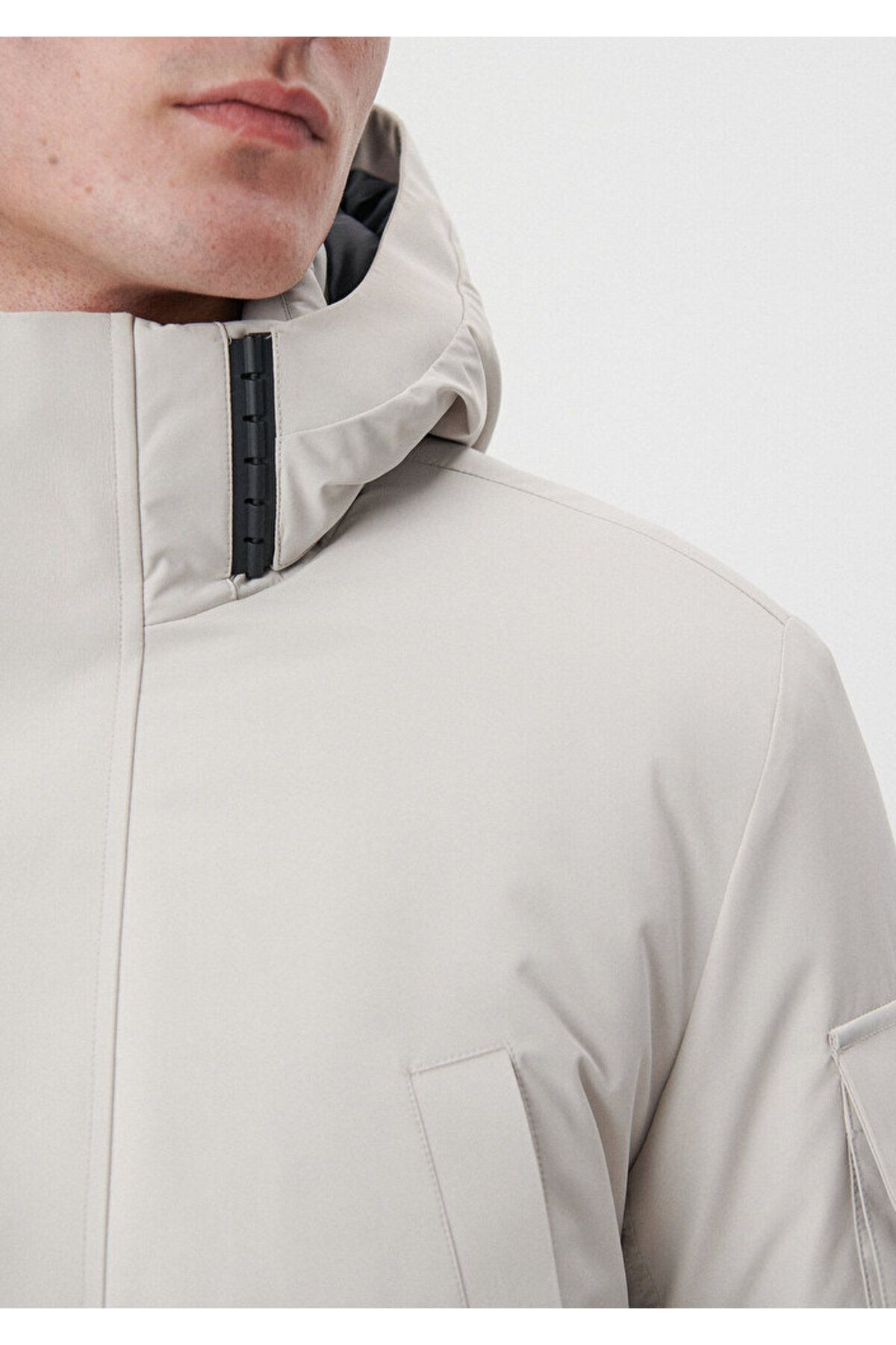 Mavi Kapüşonlu Bej Parka Regular Fit 0110124-70144