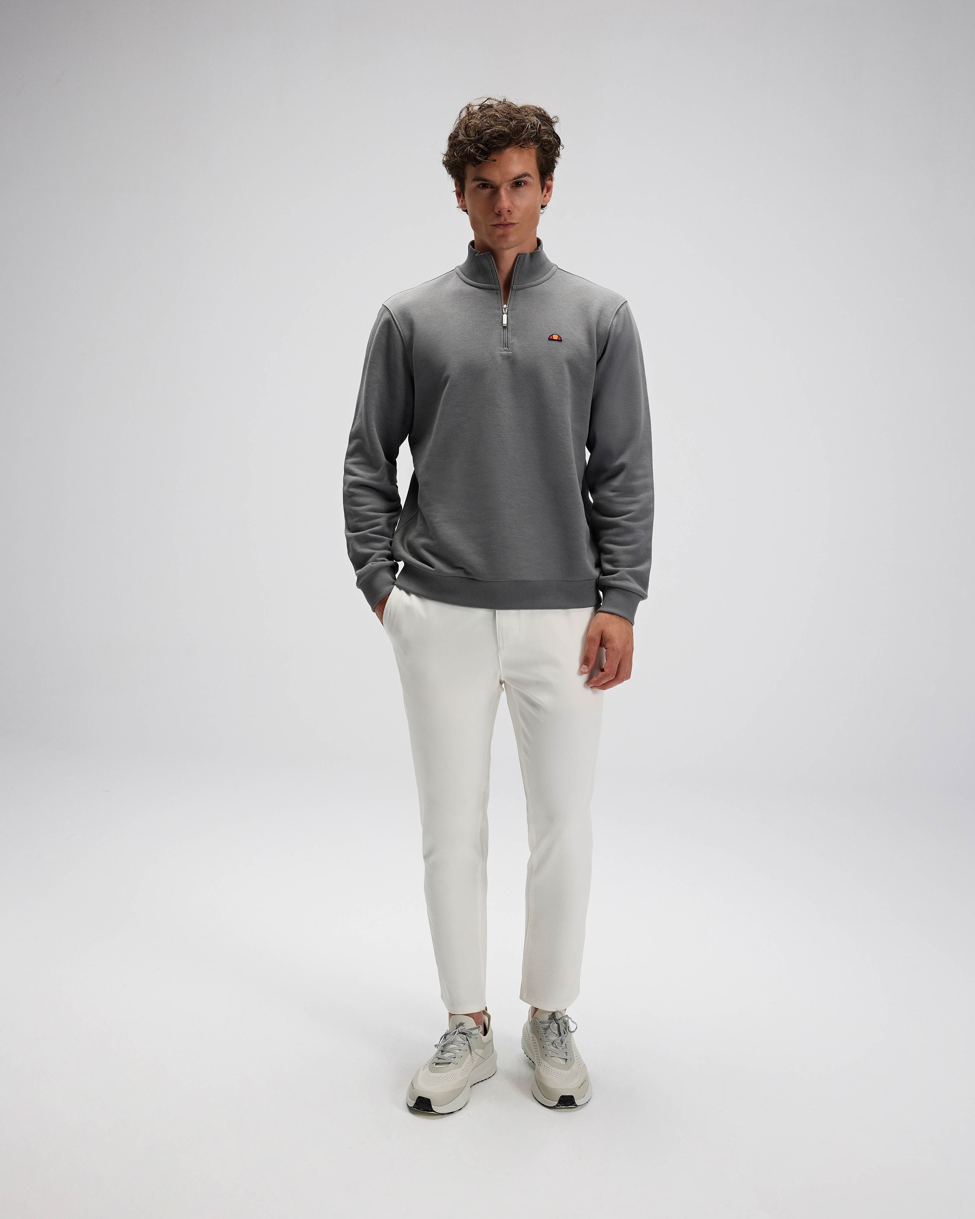 Antrasit Erkek Yarım Fermuarlı Sweatshirt EM580-ANT
