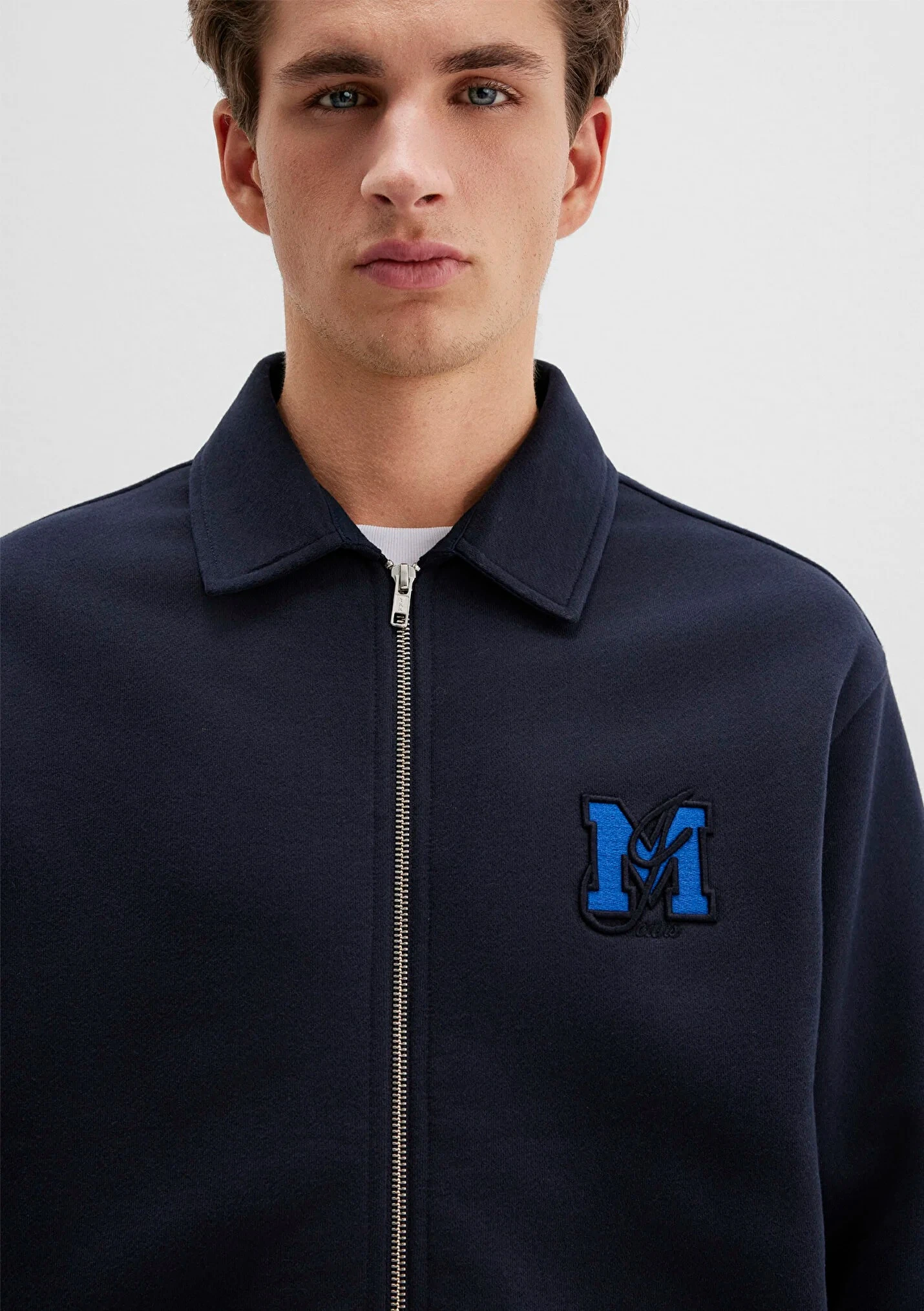 Erkek Lacivert Fermuarlı Sweatshirt