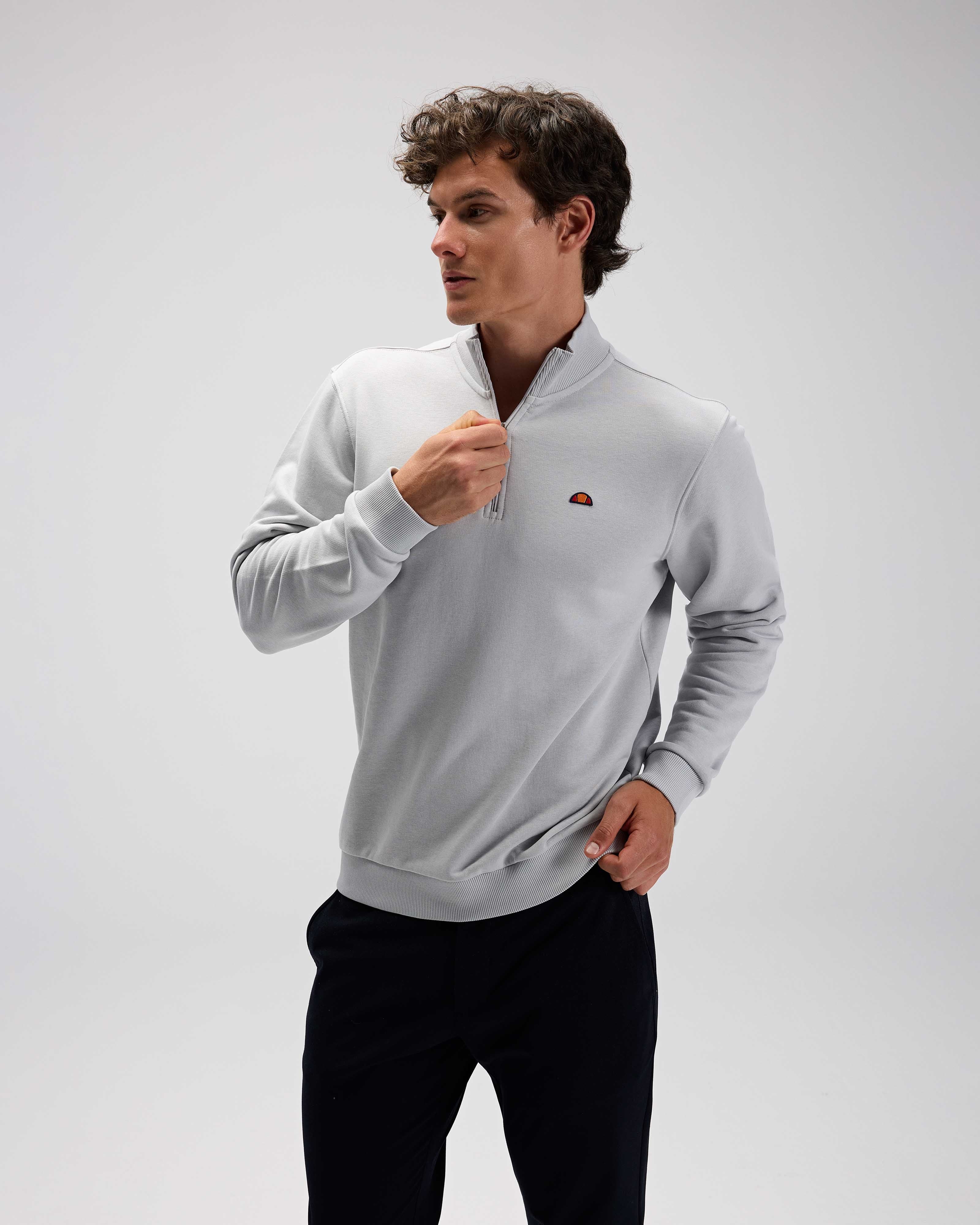 Gri Erkek Yarım Fermuarlı Sweatshirt EM580-GI