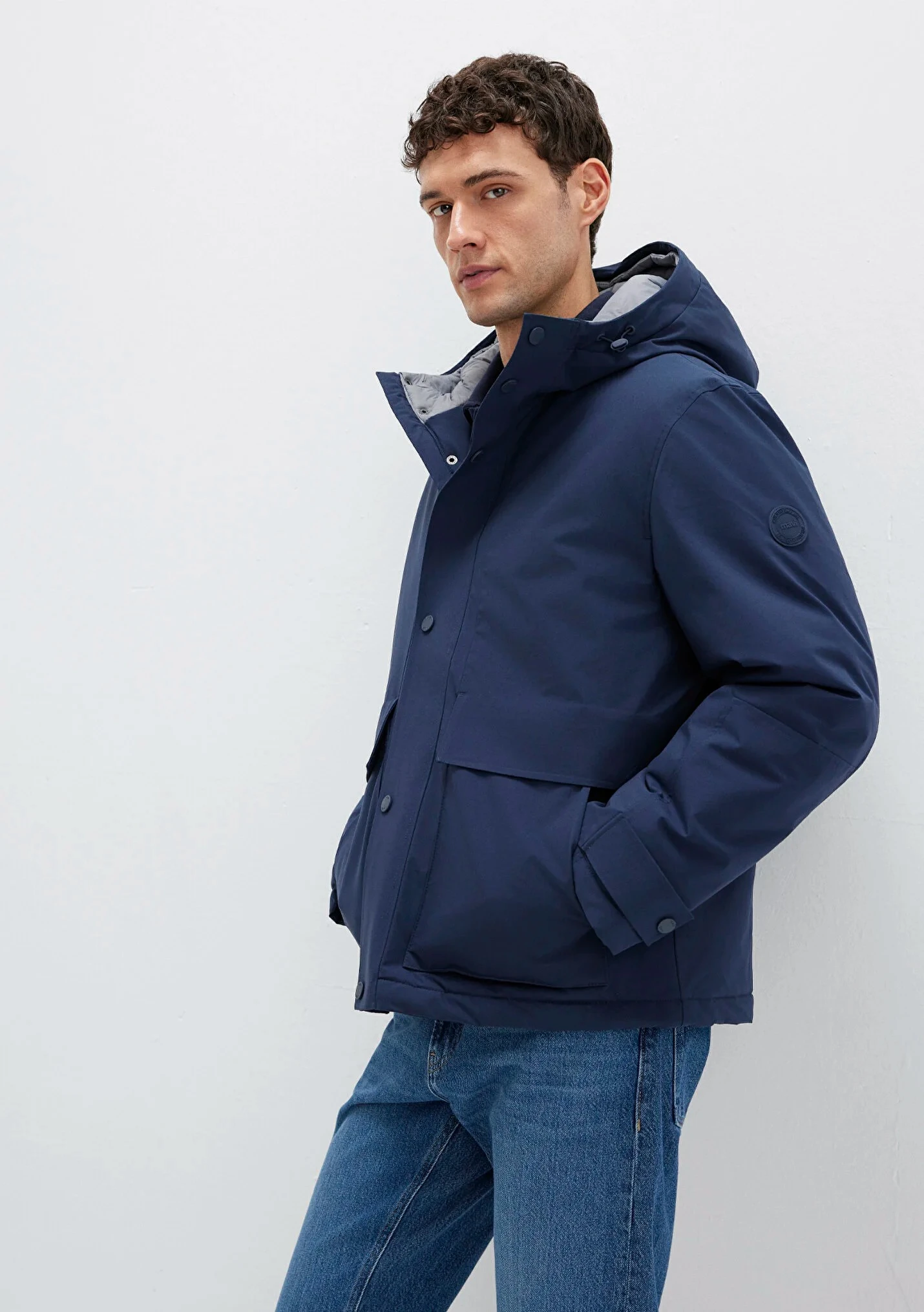 Kapüşonlu Lacivert Erkek Mont