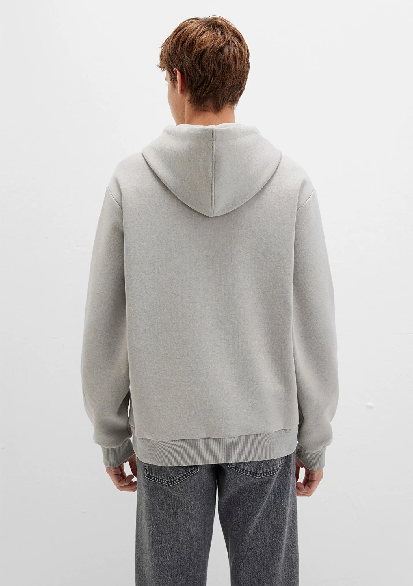 Logo Baskılı Gri Erkek Sweatshirt 