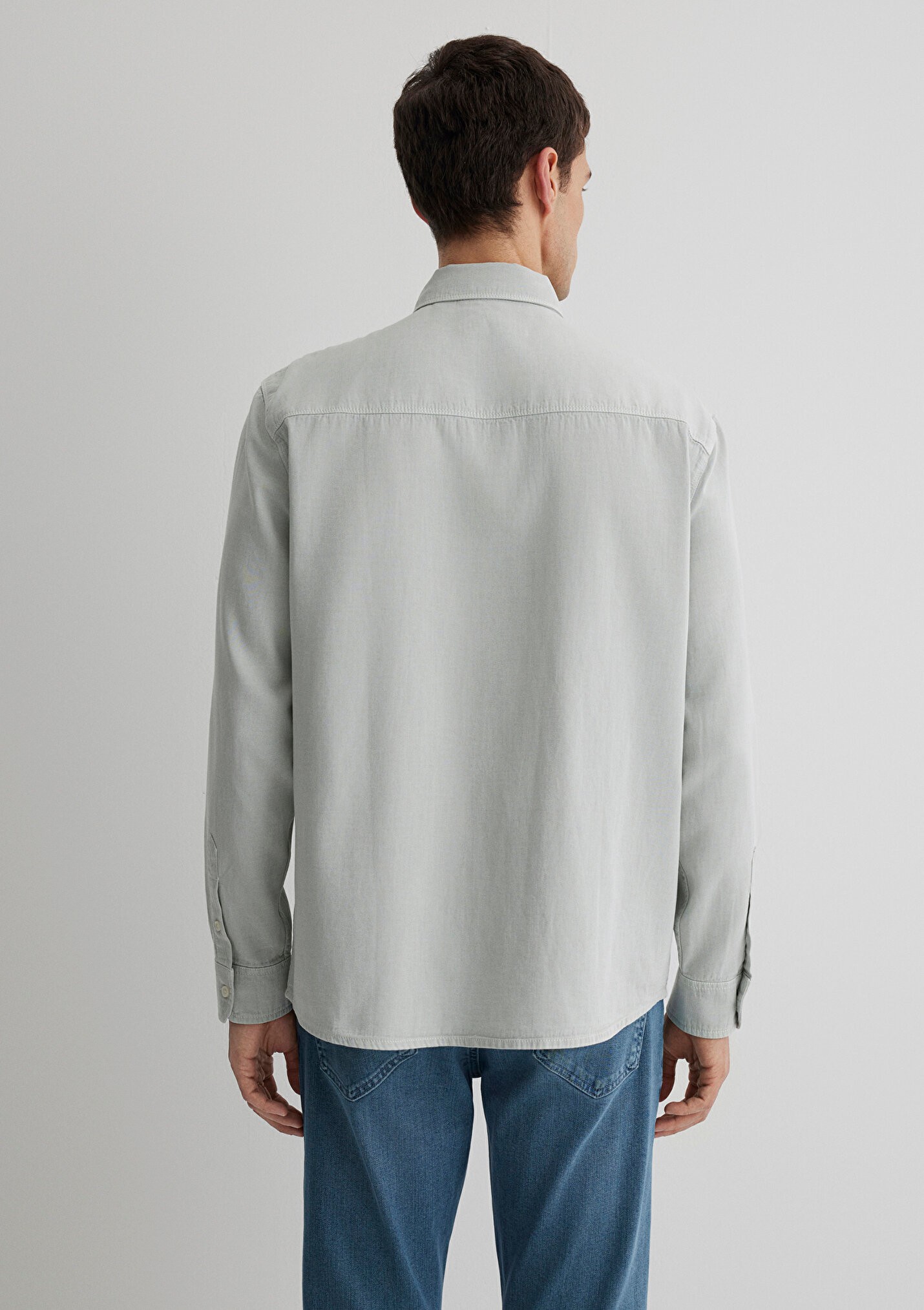 Keten Karışımlı Gri Tencel Erkek Gömlek 0211482-70148