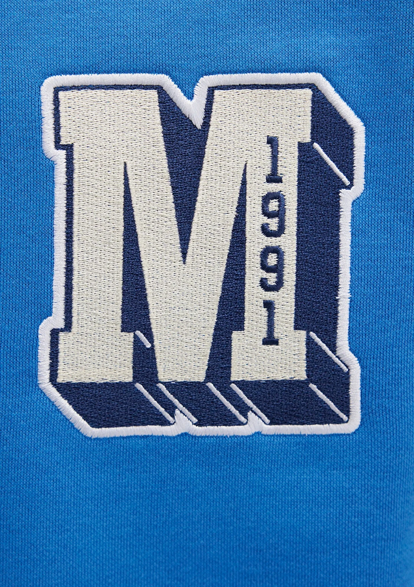 Erkek M Logo Nakış Detaylı Mavi Sweatshirt