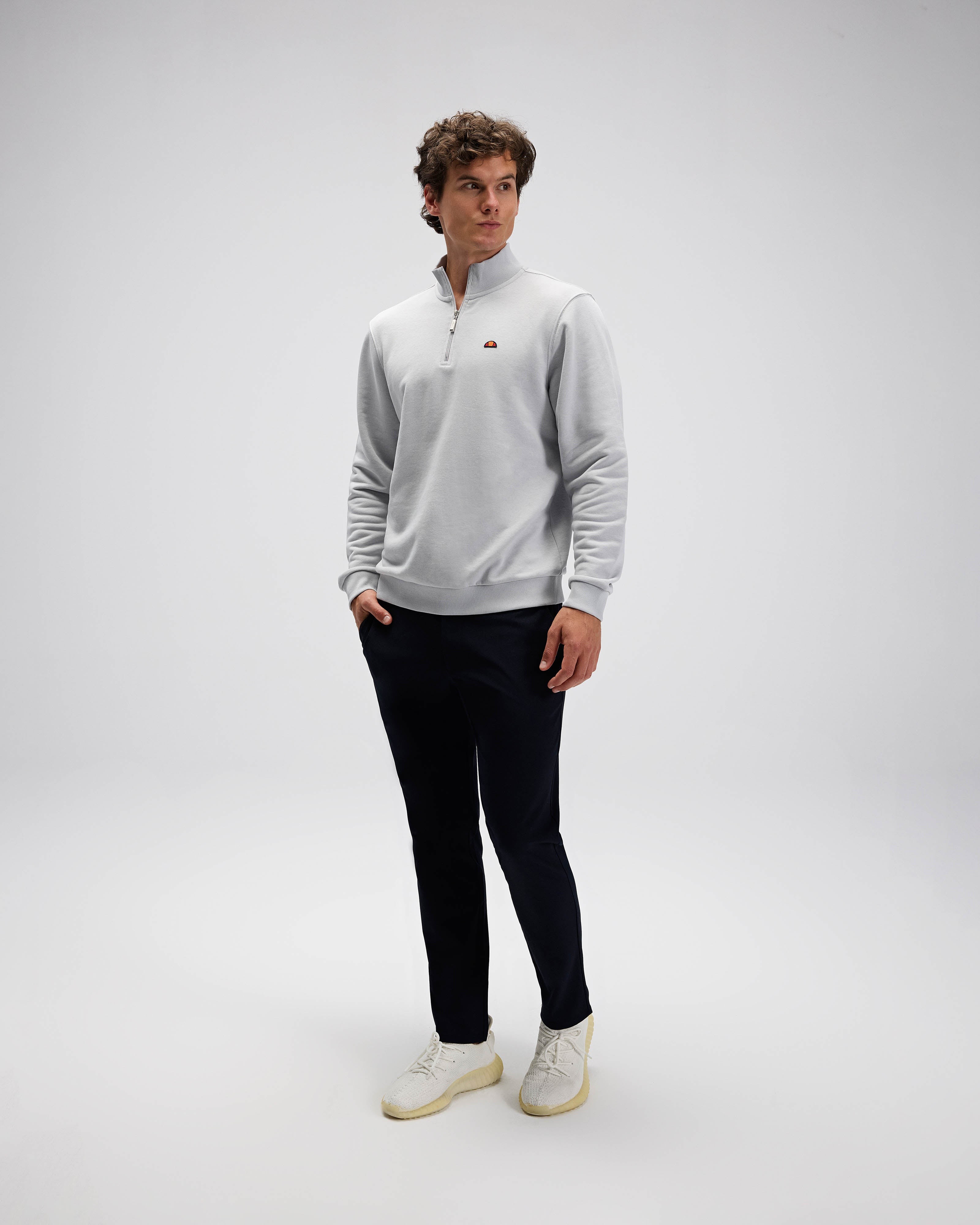 Gri Erkek Yarım Fermuarlı Sweatshirt EM580-GI
