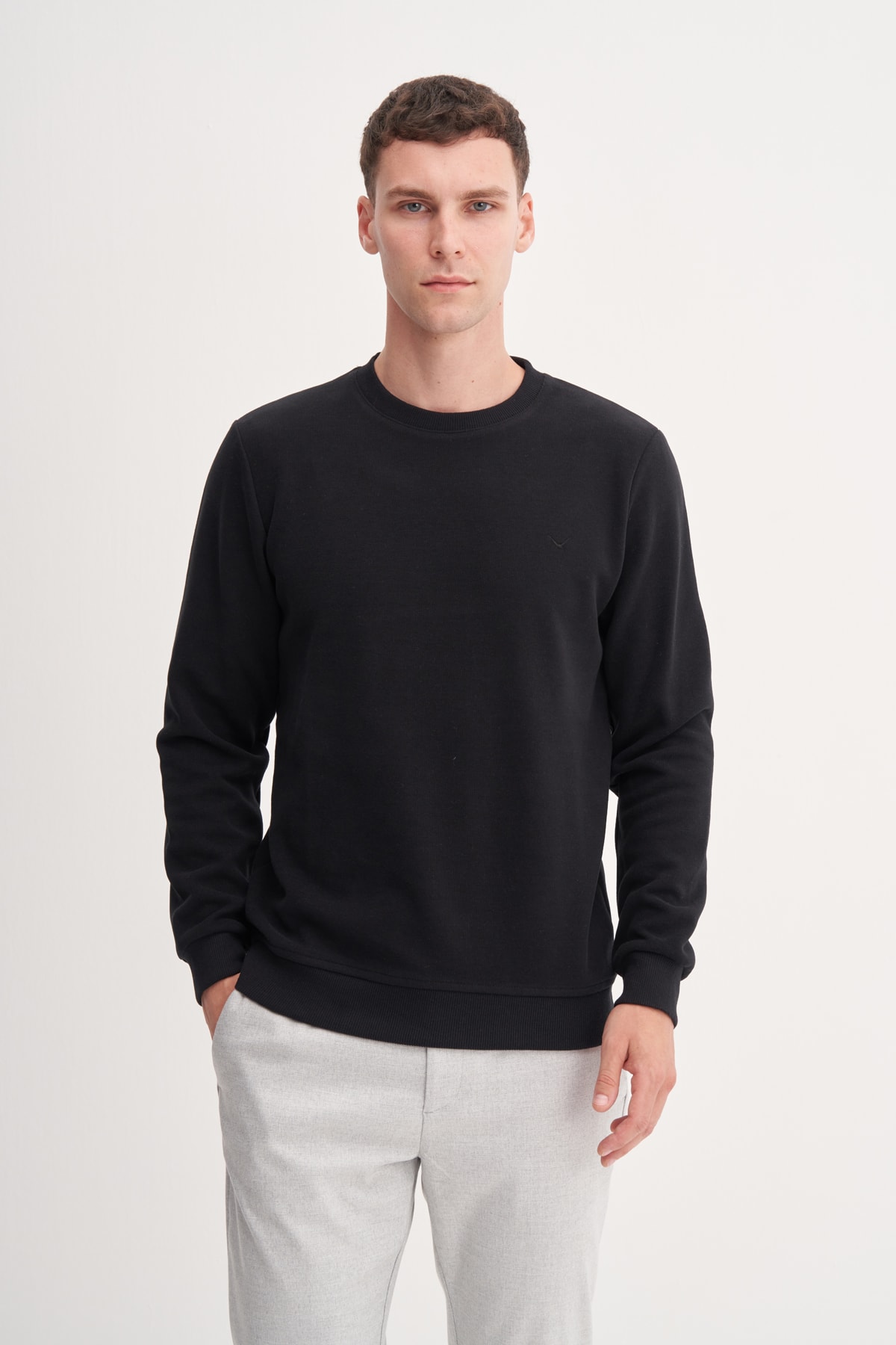 Selanik Örgü Bisiklet Yaka Erkek Siyah Sweatshirt CAZ 56400