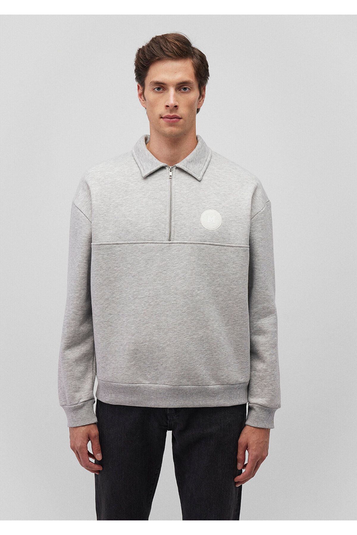 Mavi Yarım Fermuarlı Gri Sweatshirt 0S10256-80196