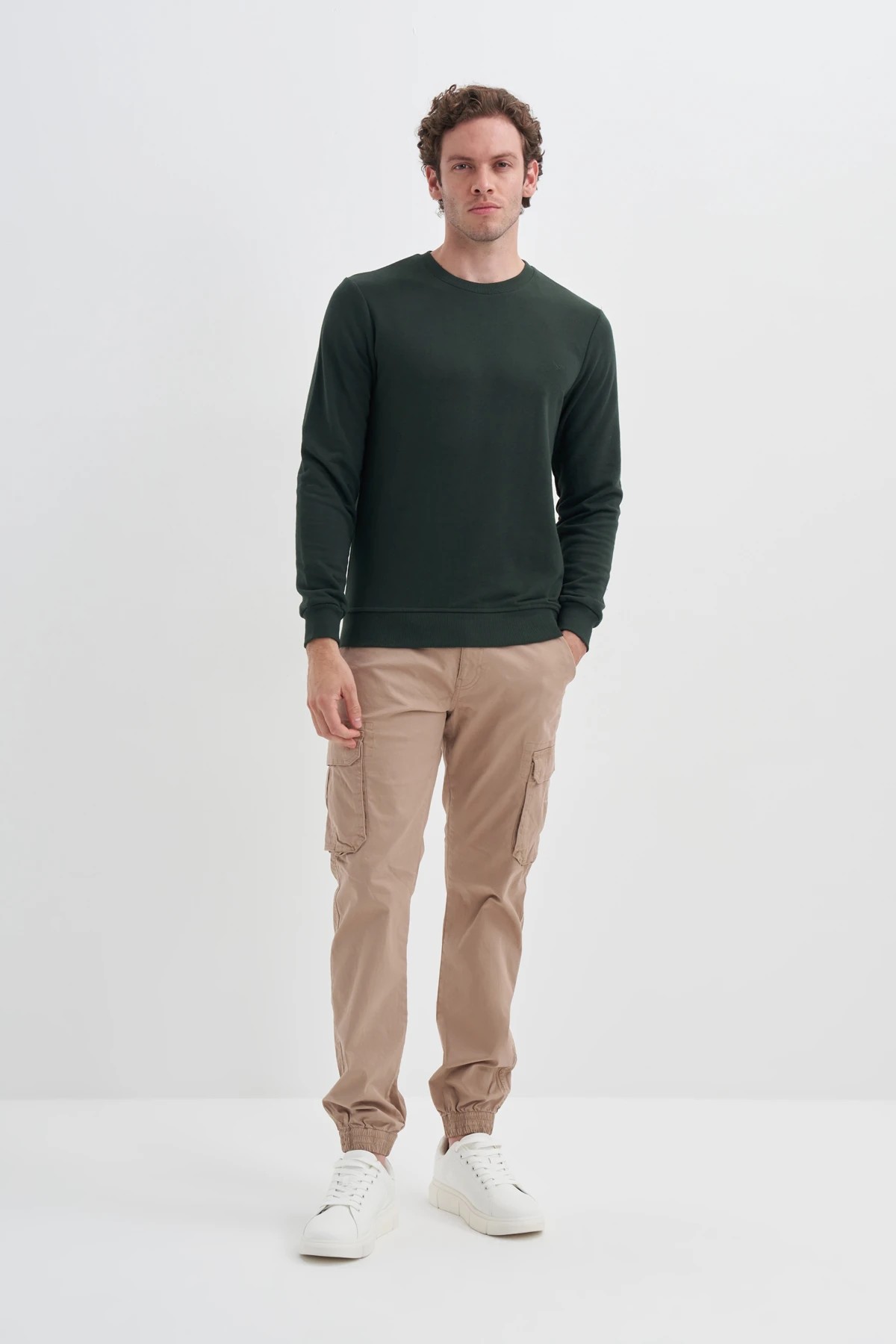  CAZ 56100 Yeşil Bisiklet Yaka Erkek Sweatshirt