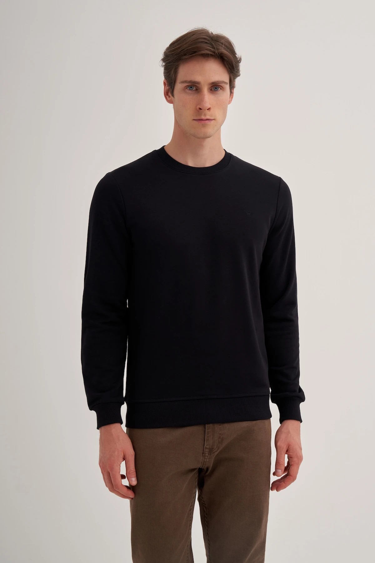 CAZ 56150 Siyah Bisiklet Yaka Erkek Sweatshirt