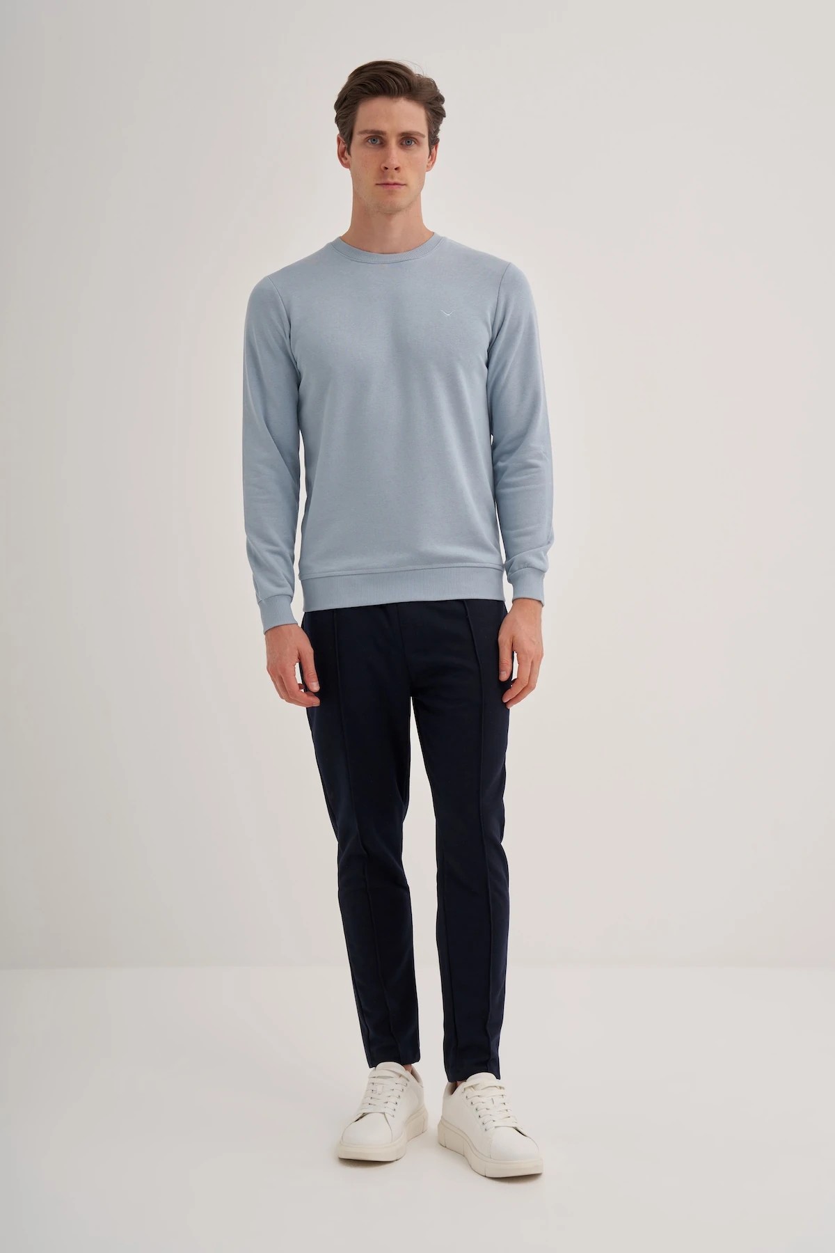 CAZ 56100 Açık Mavi Bisiklet Yaka Erkek Sweatshirt