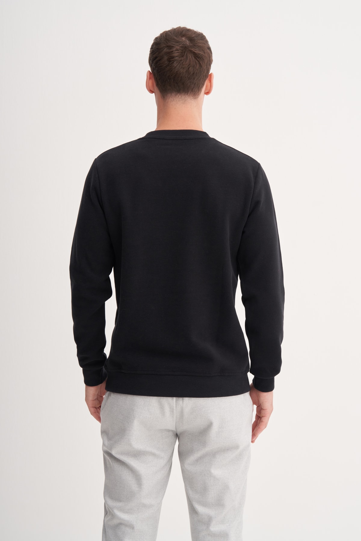 Selanik Örgü Bisiklet Yaka Erkek Siyah Sweatshirt CAZ 56400