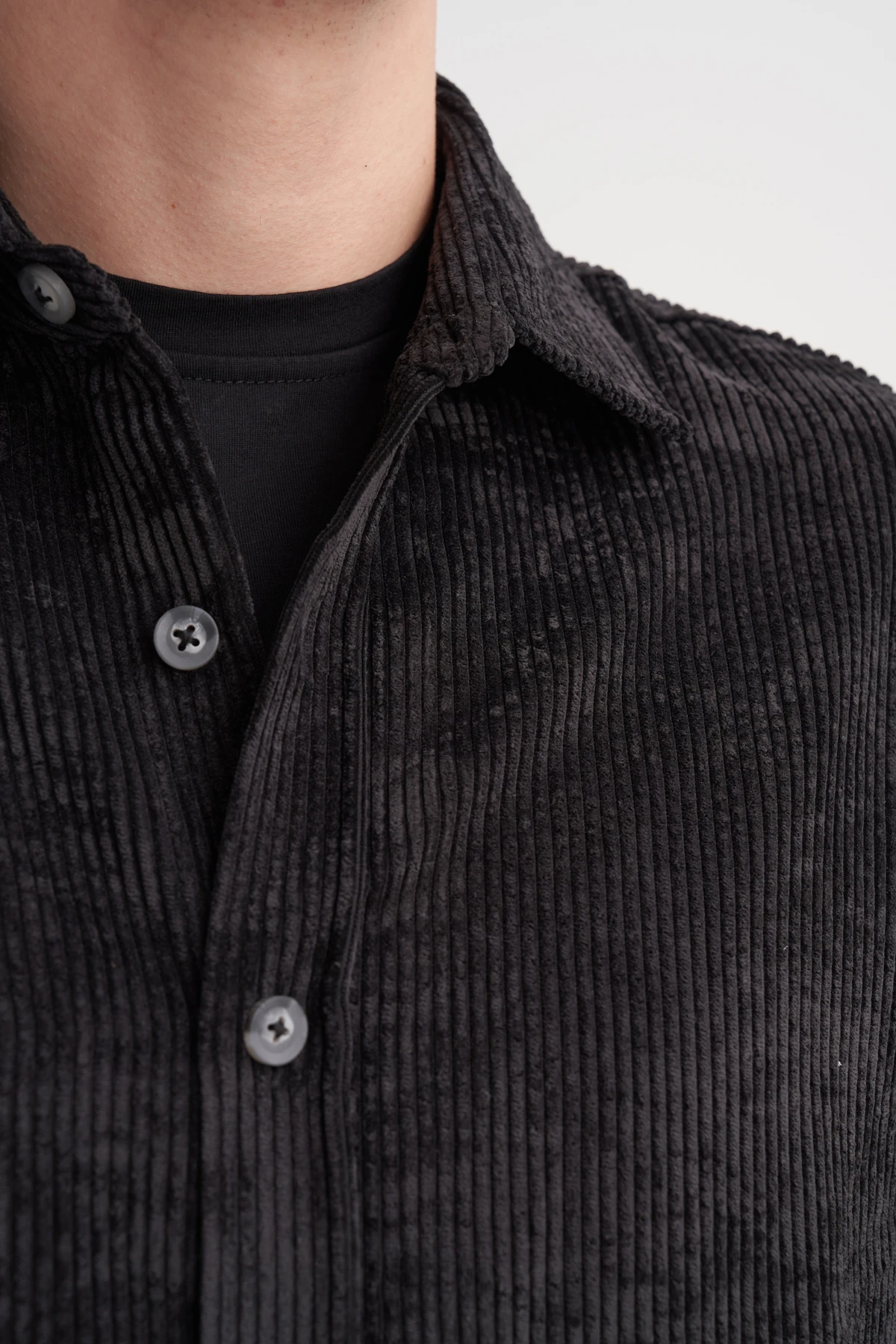 Kadife Siyah Erkek Gömlek CAZ 23035