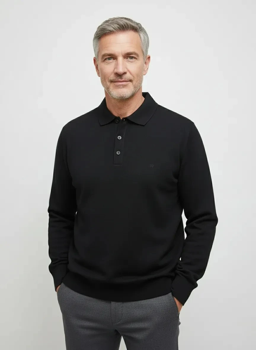 Erkek Siyah Polo Yaka Kazak