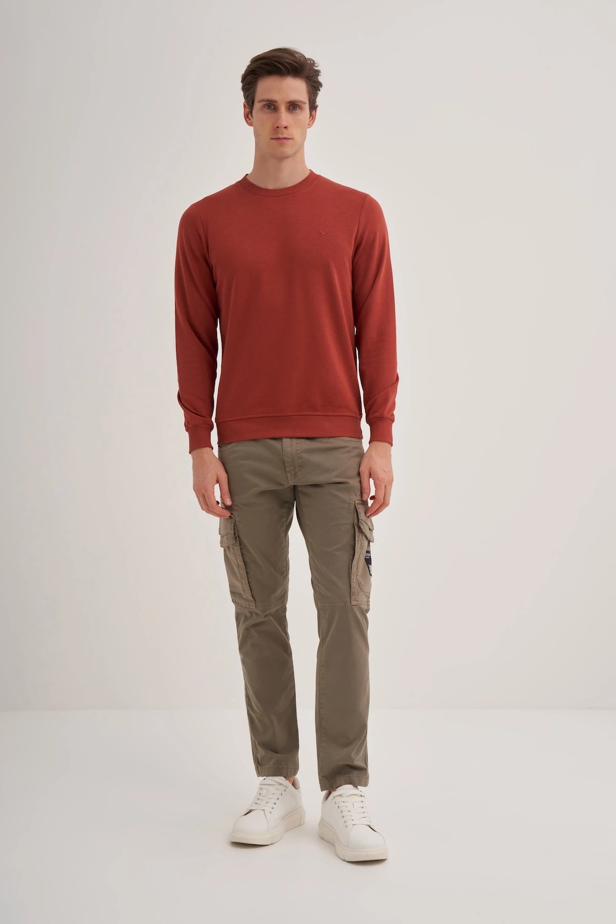 CAZ 56100 Kiremit Bisiklet Yaka Erkek Sweatshirt