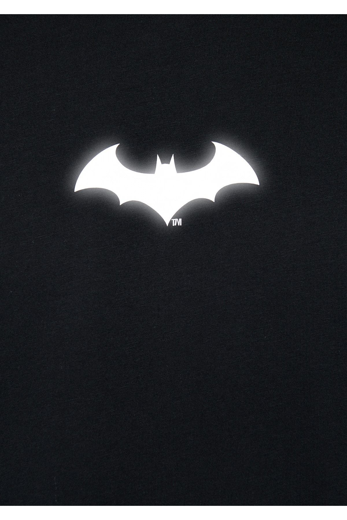 Mavi BATMAN Reflektör Baskılı Erkek Siyah Tişört
