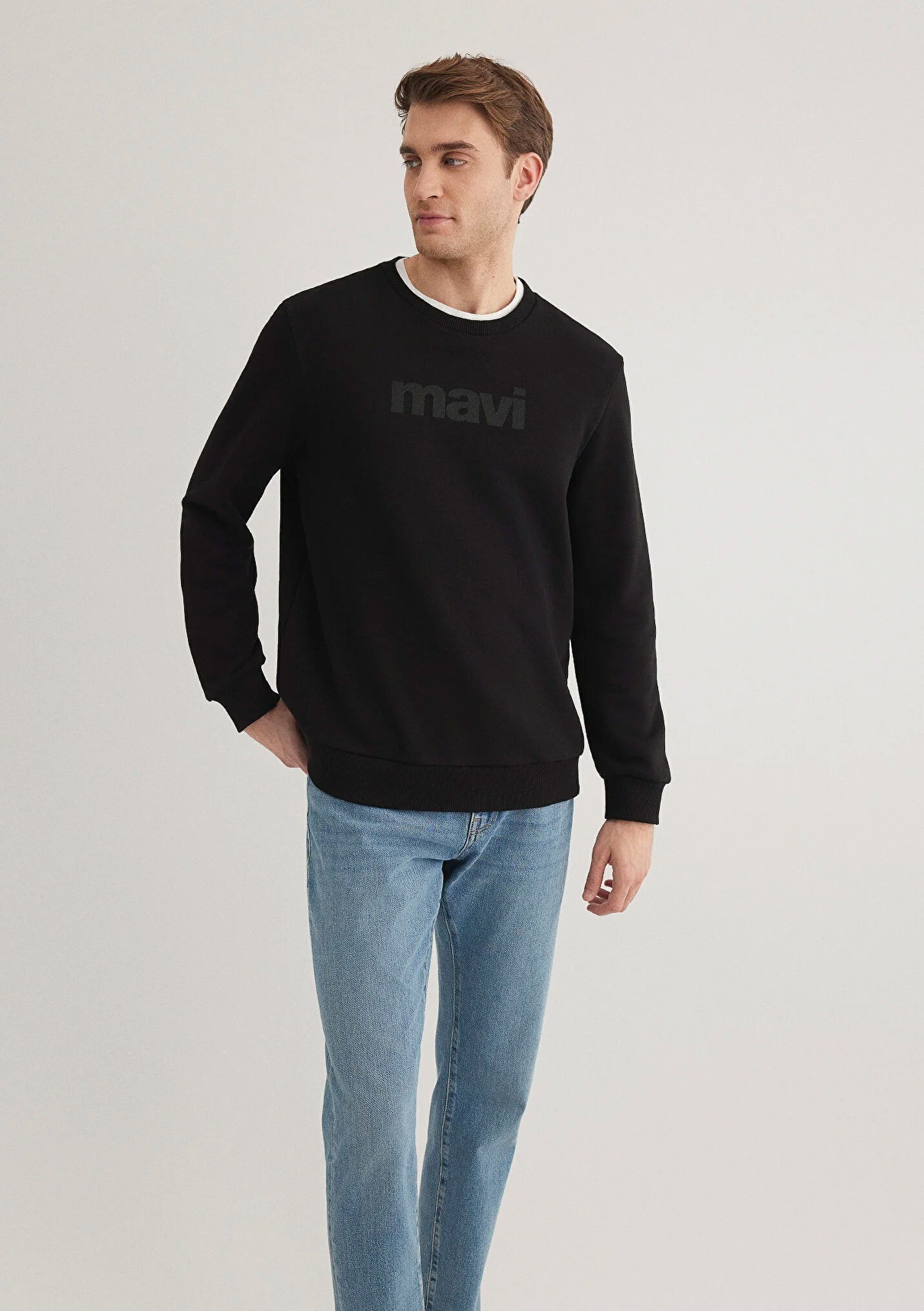 Baskılı Erkek Siyah Sweatshirt 066303-900