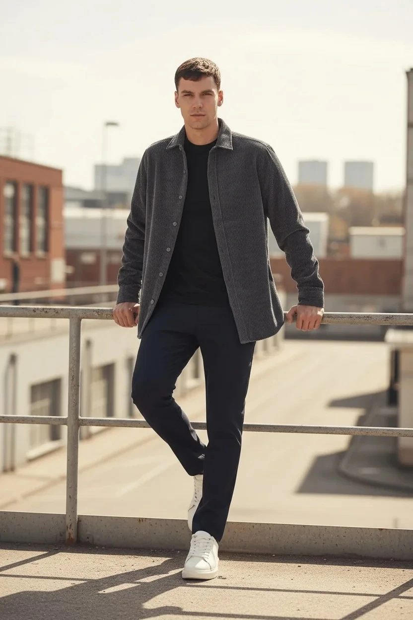 Kadife Antrasit Erkek Gömlek CAZ 23035